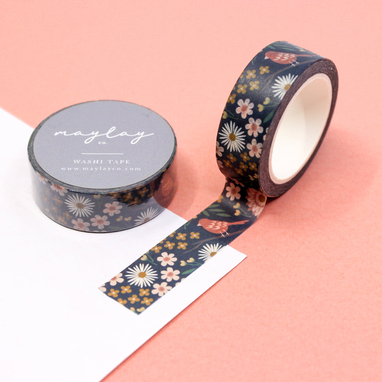 Dark Floral Washi Tape