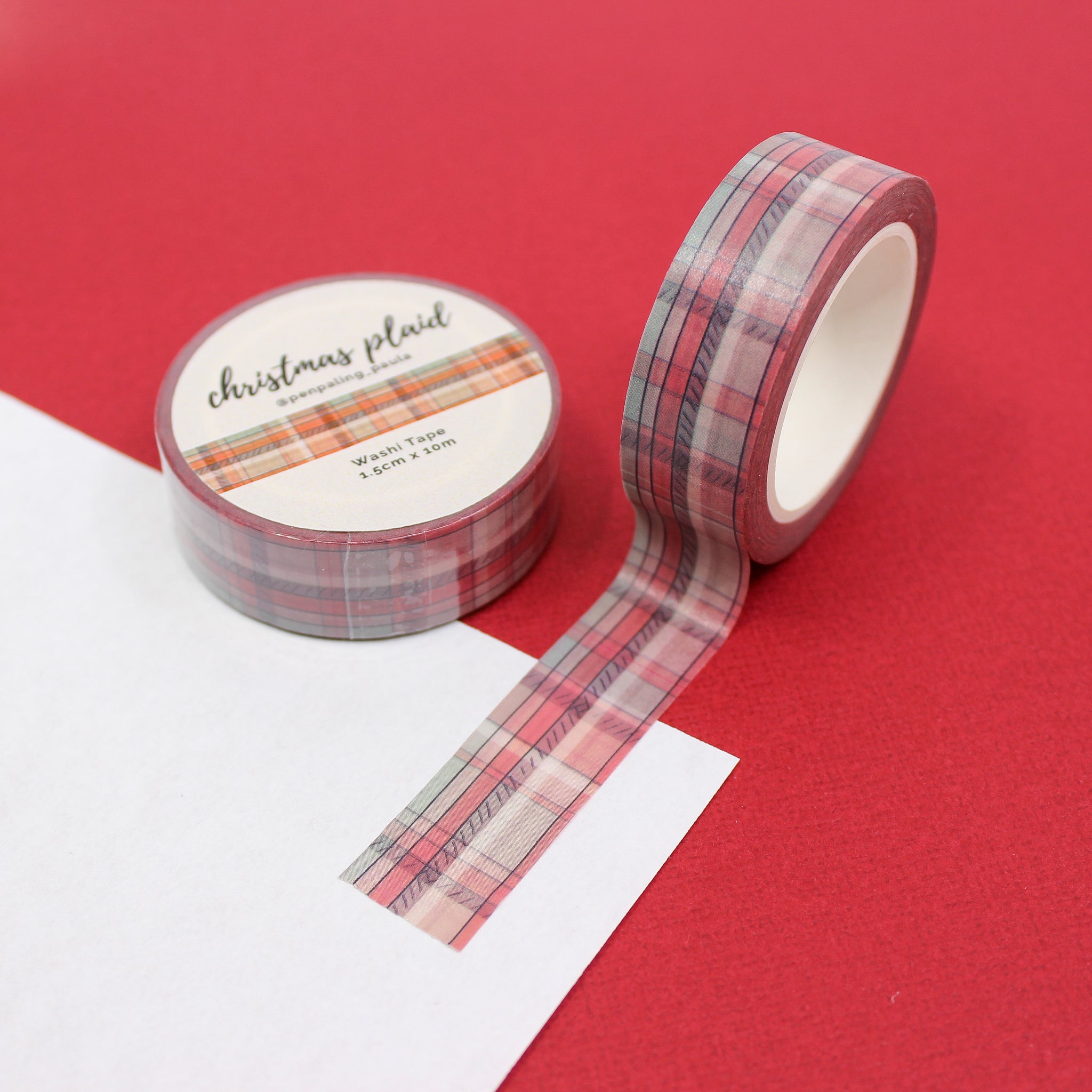 Red Scotch Plaid Pattern Washi, Journaling Tapes