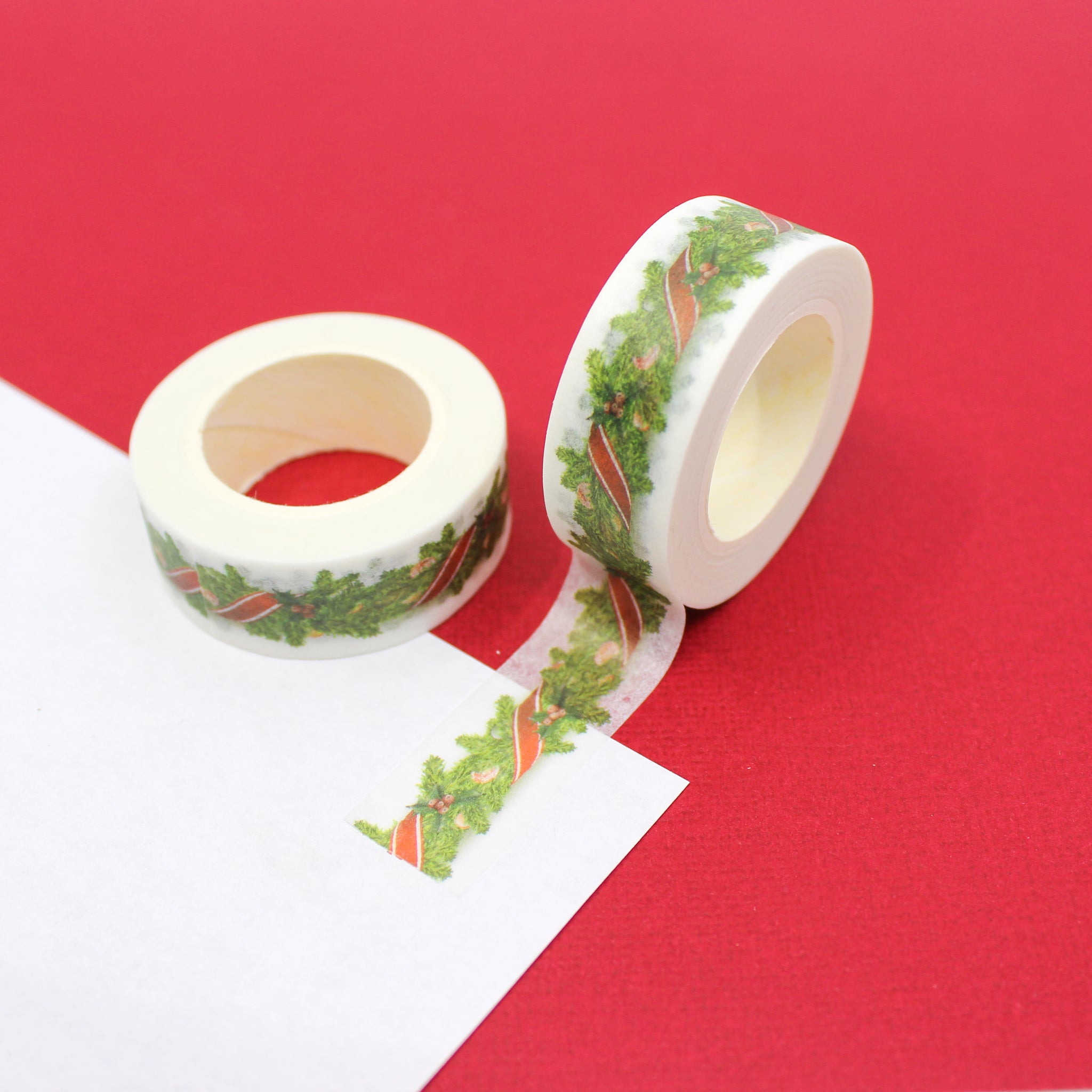 Red Christmas Trees Gold Foil Washi Tape Scrapbooking Cardmaking Journals