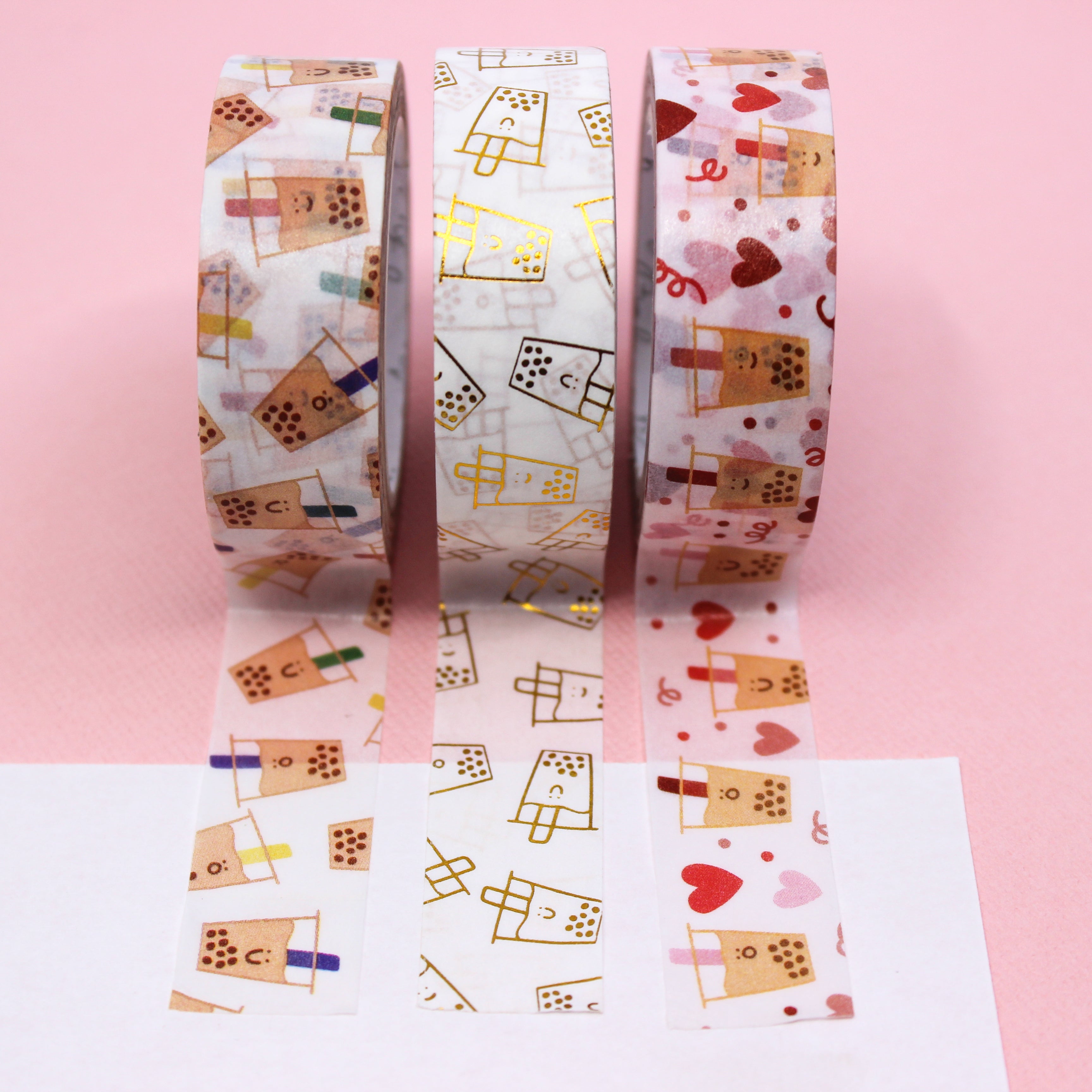  Colorful Boba Washi Tape features a vibrant and playful design, perfect for adding a fun touch to your projects. With its bright colors and cute boba motifs, this tape is great for decorating journals, planners, and other creative endeavors.