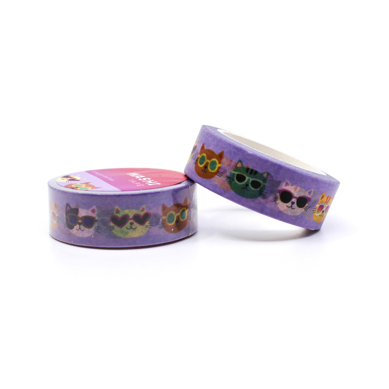 Cool Cats in Shades Washi Tape featuring playful cats wearing colorful sunglasses, adding a fun and quirky vibe to any craft or stationery project.