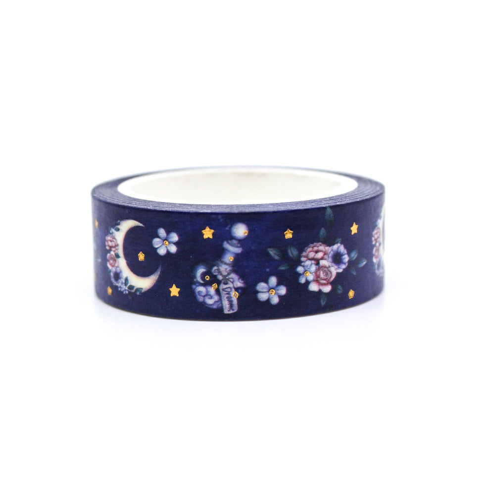 Add an aura of mystique with our Mystical Symbols Crescent Moon Washi Tape, featuring enchanting moon and symbolic designs. Perfect for crafting a magical atmosphere. This tape is sold at BBB Supplies Craft Shop.