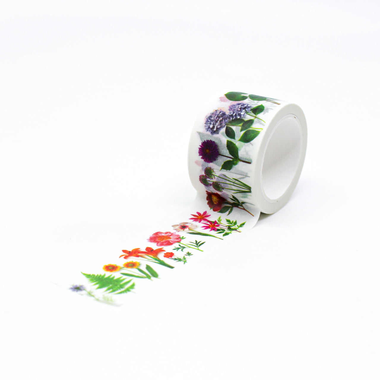 Add a burst of color to your crafts with our vibrant rainbow floral washi tape, featuring a variety of flowers in a spectrum of vibrant hues. Embrace the beauty of nature's palette with our rainbow floral washi tape. This tape is designed by Bottle Branch and sold at BBB Supplies Craft Shop.
