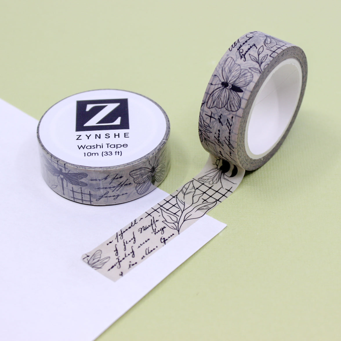  Let your imagination take flight as you adorn your creations with the graceful allure of butterflies and moths using our Black and Grey Vintage Botany Washi Tape. This washi tape features vintage-inspired botanical illustrations of butterflies and moths. This tape is sold at BBB Supplies Craft Shop.