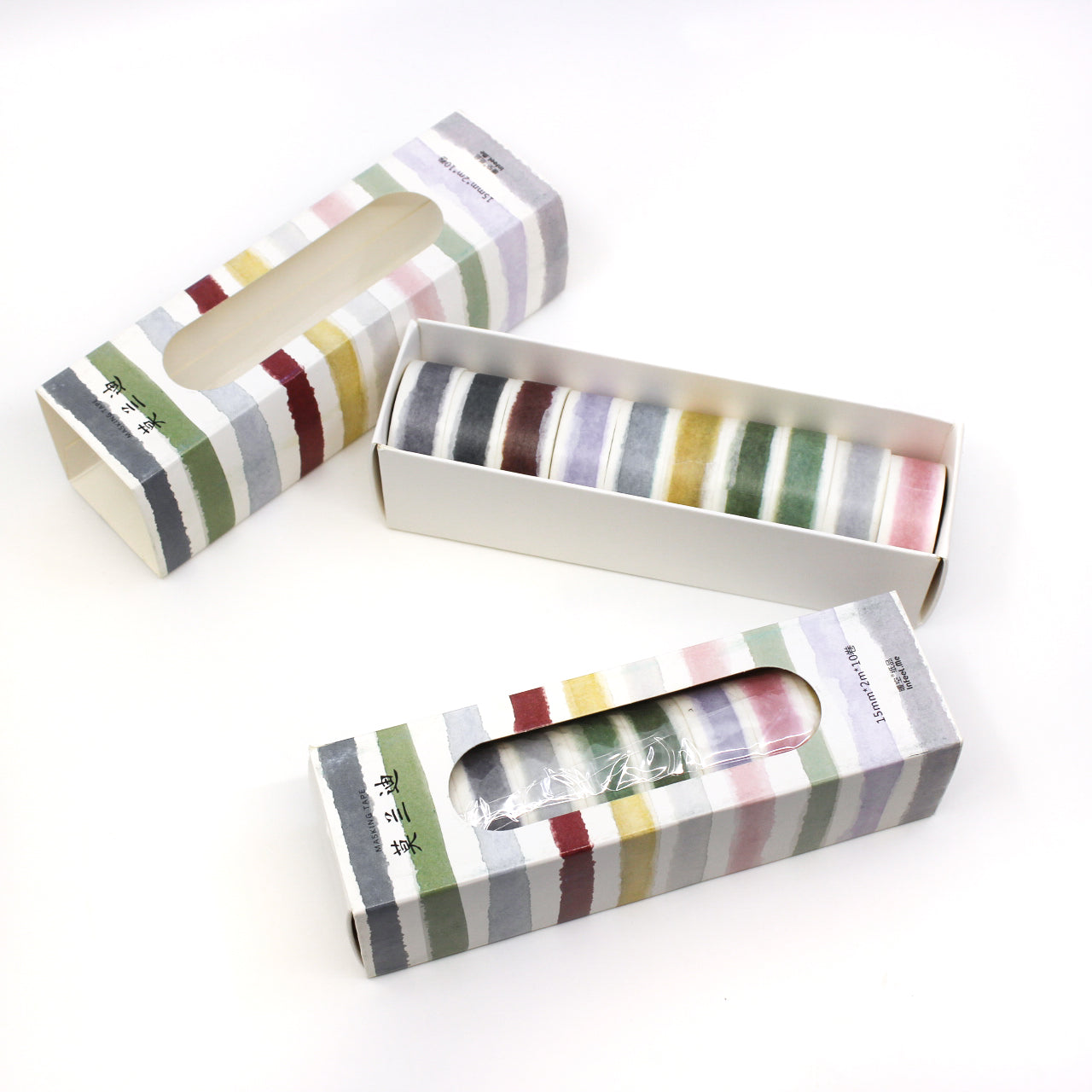 Get creative with our collection of 10 watercolor washi tapes in a beautiful rainbow palette, ideal for scrapbooking, journaling, and DIY crafts. These are especially perfect for easy banners on your spread. This collection is sold at BBB Supplies Craft Shop.