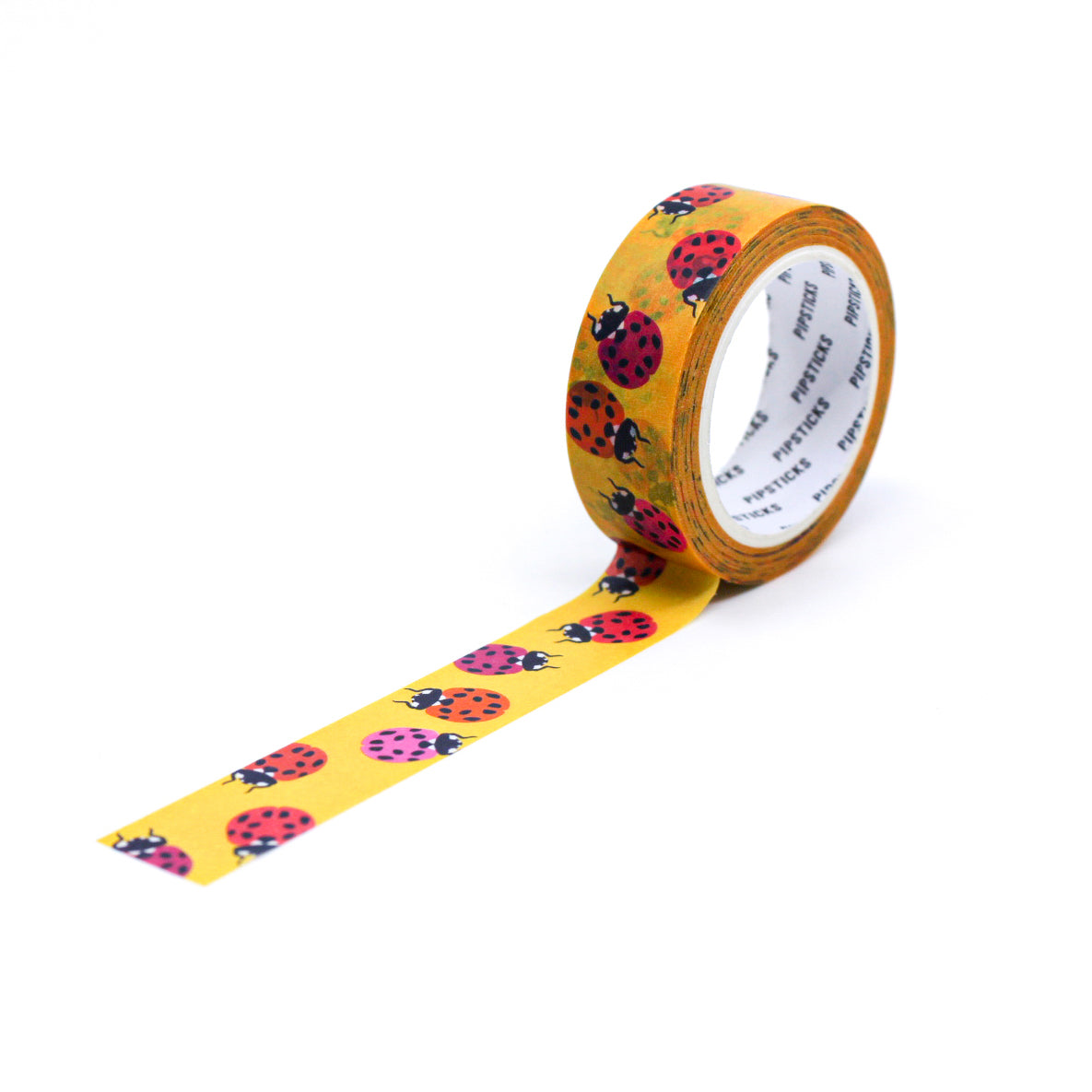 Adorable Lady Bugs Washi Tape: Features cute ladybugs, ideal for adding a playful and charming touch to your planners, journals, and crafts. This tape is from Pipsticks and sold at BBB Supplies Craft Shop.