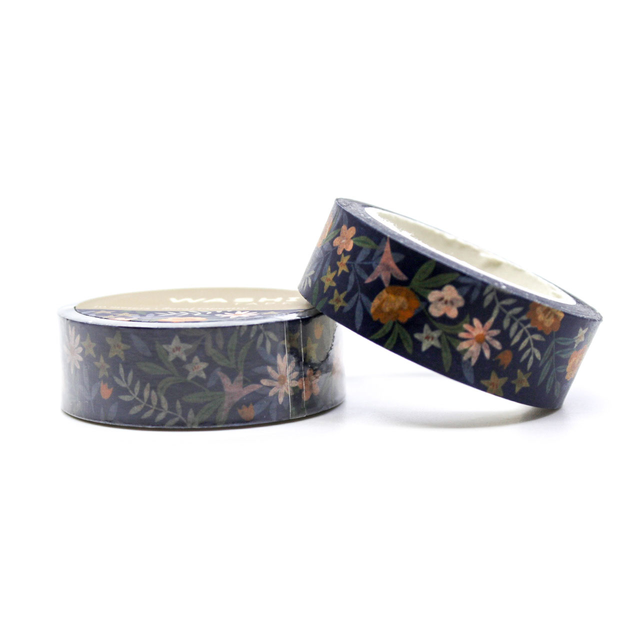 Autumn Floral Tapestry Washi Tape featuring a rich design of fall flowers, leaves, and vines in shades of burgundy, burnt orange, and golden yellow.