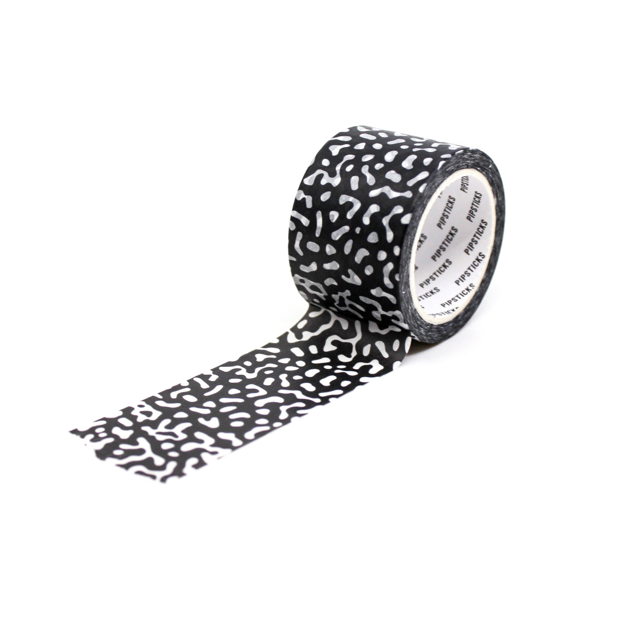 Enhance your projects with this bold, wide washi tape featuring a striking black and white organic pattern, perfect for adding a modern, artistic touch to planners, journals, and crafts. This tape is from Pipsticks and sold at BBB Supplies Craft Shop.