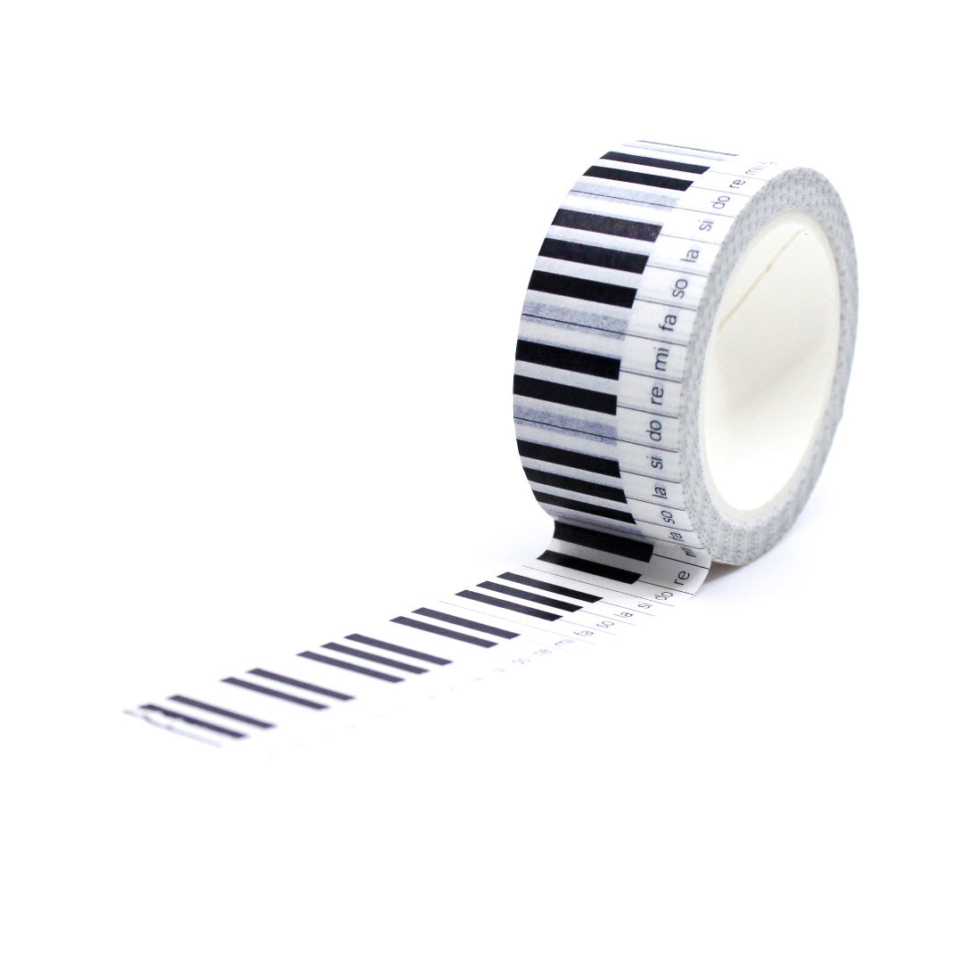 Elevate your crafts with this stylish washi tape featuring a piano keys pattern. Perfect for music lovers or adding a musical theme to your projects. This tape is sold at BBB Supplies Craft Shop.