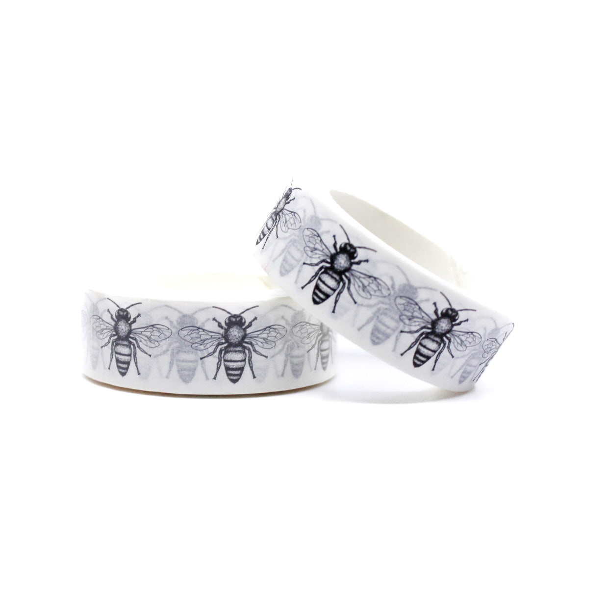 Add a touch of nature to your crafts with this charming washi tape featuring black and white bees. Perfect for nature lovers, gardeners, or anyone who enjoys a whimsical touch, this tape is ideal for scrapbooking, card-making, journaling, and more. This tape is sold at BBB Supplies Craft Shop.