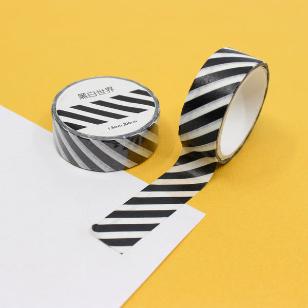Black & White Modern Horizontal Stripe Washi