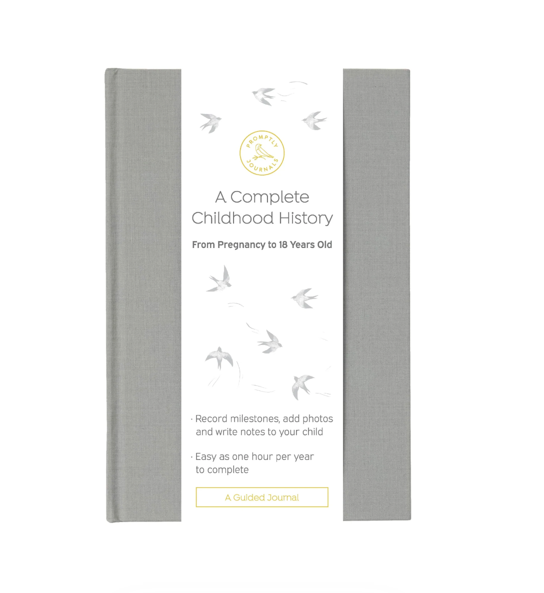 This grey color childhood history journal has prompts to help parents write their child's story in each phase as a keepsake. This journal is from promptly and sold at BBB Supplies Craft Shop.