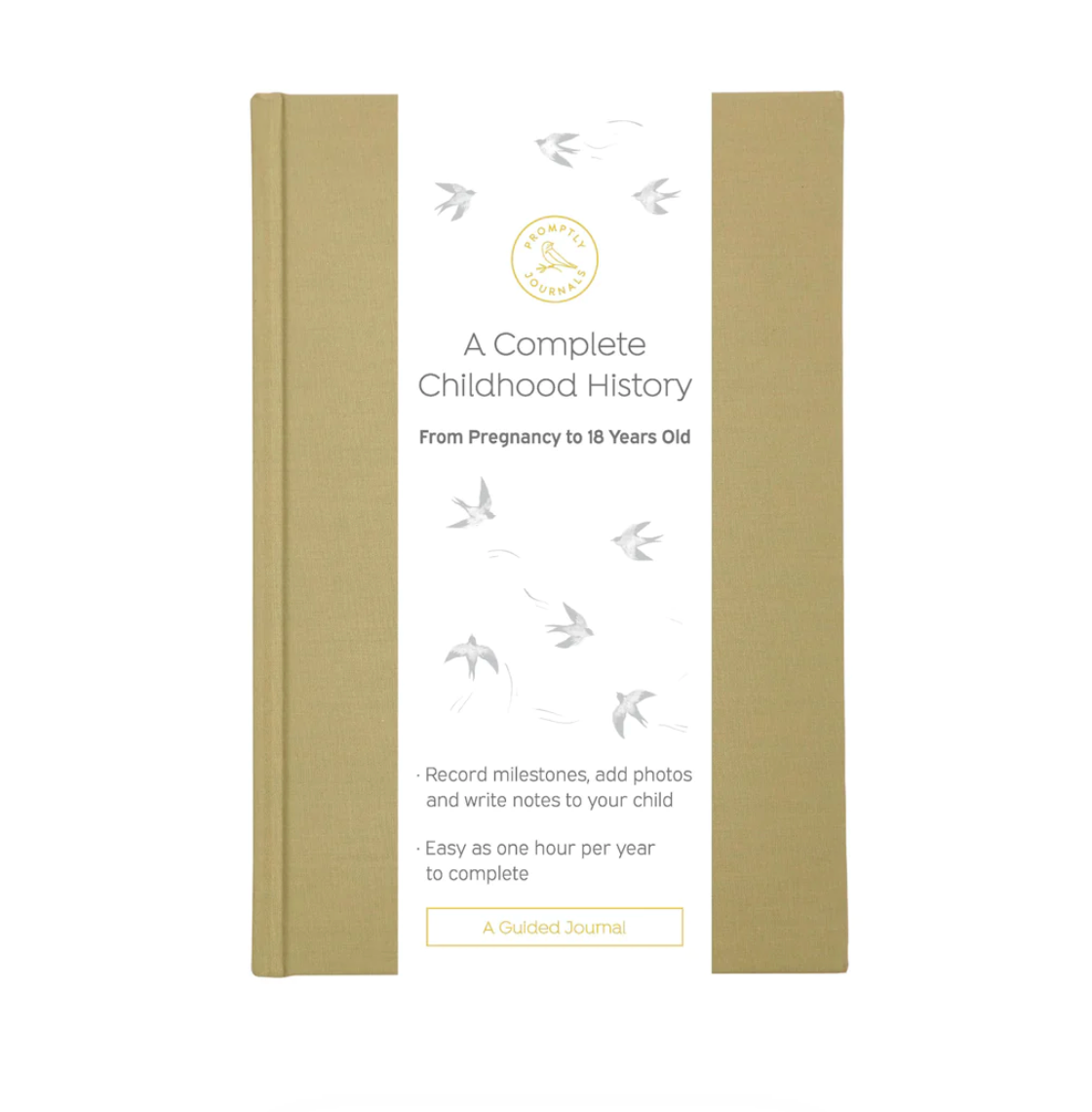 This sage green color childhood history journal has prompts to help parents write their child's story in each phase as a keepsake. This journal is from promptly and sold at BBB Supplies Craft Shop.
