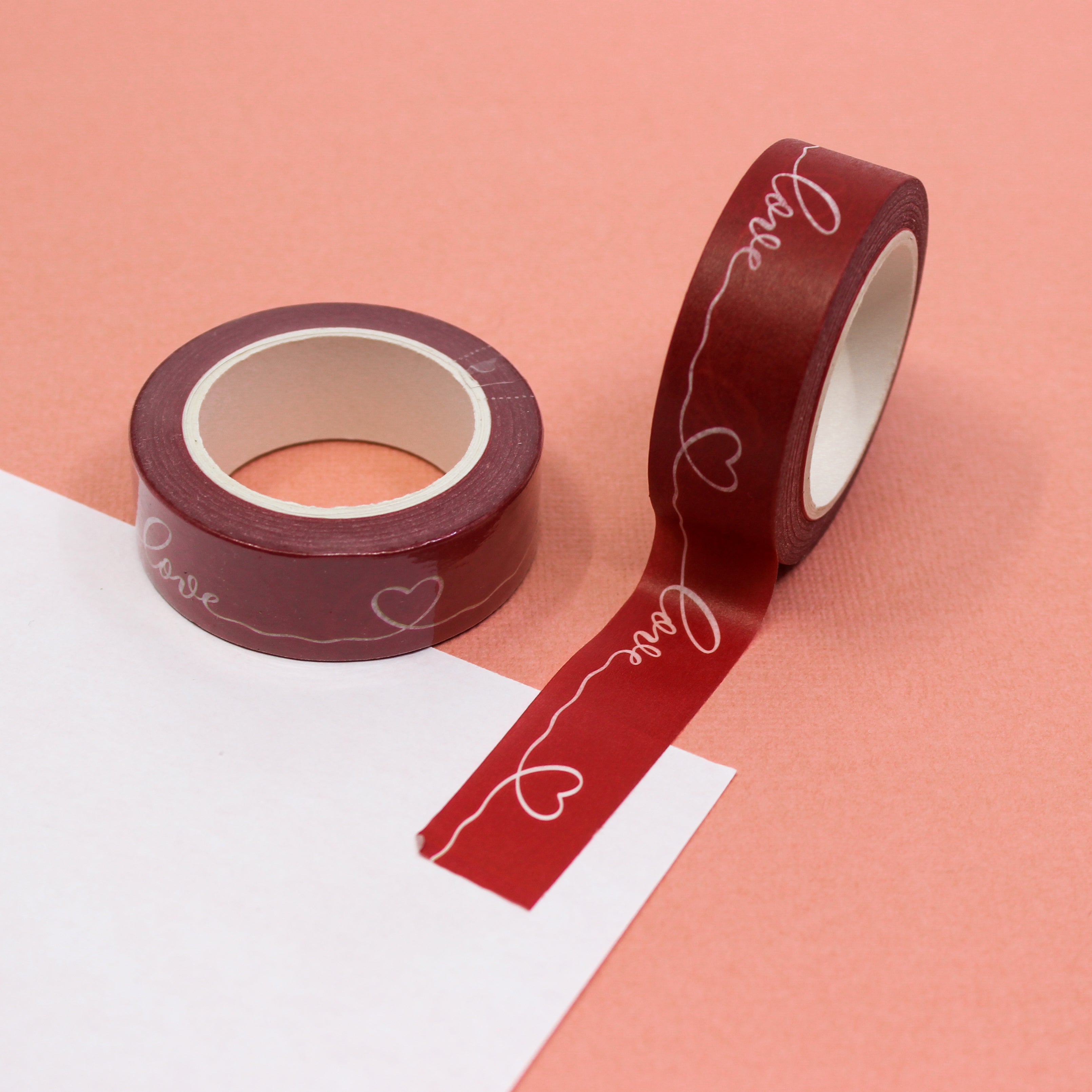 Lettering Script Connected Love and Heart Washi Tape