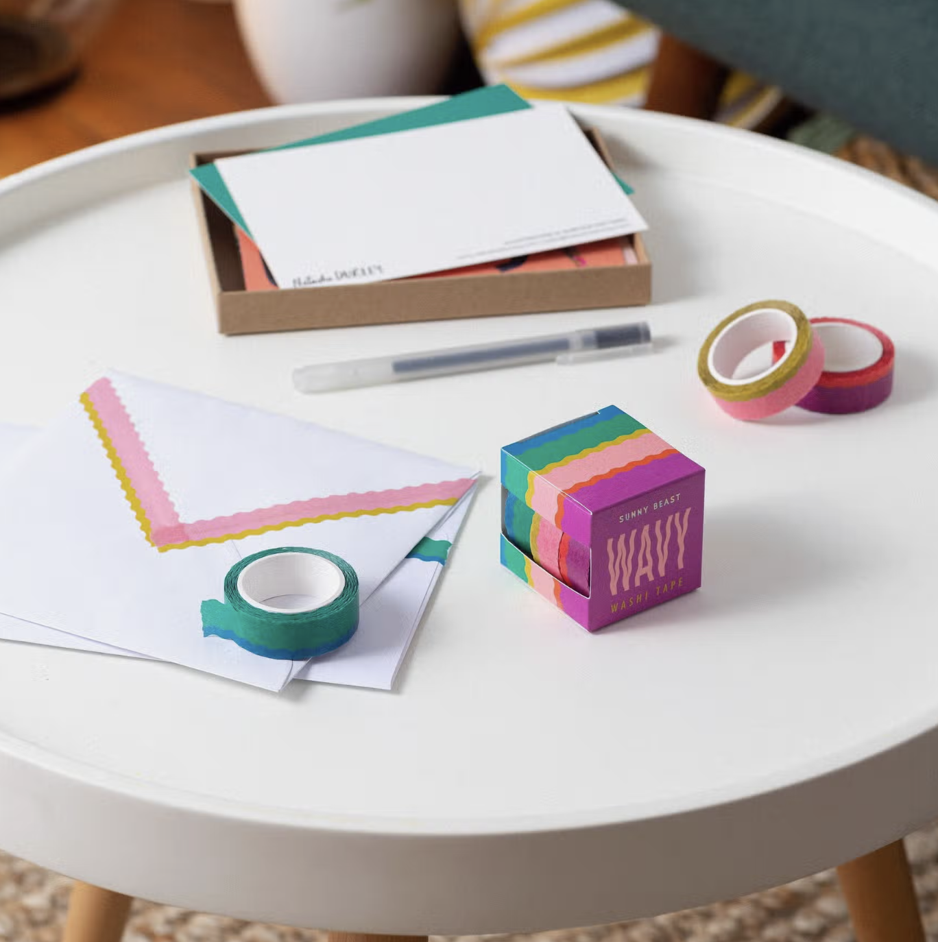 Enhance your crafts with our Die Cut Wavy Washi Tape Set, featuring a variety of wavy-edged washi tapes in assorted colors. Ideal for adding a dynamic and unique touch to your projects. This tape from Sunny Beast is sold at BBB Supplies Craft Shop.