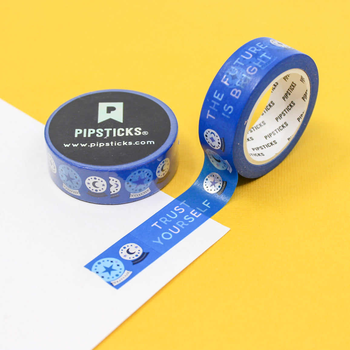 Follow your instincts with our Follow Your Intuition Crystal Ball Washi Tape, featuring mystical crystal ball illustrations. Ideal for adding a touch of enchantment and psychic vibes to your projects. This tape is from Pipsticks and sold at BBB Supplies Craft Shop.