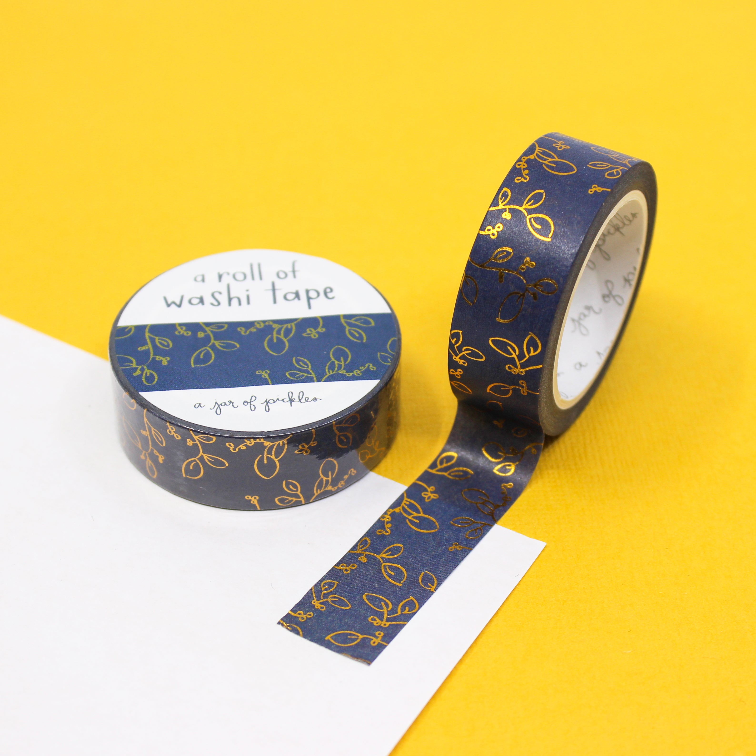 Gold Foil Vine Washi Tape adds a touch of elegance and nature-inspired beauty to your projects. The gold foil accents shimmer in the light, enhancing the intricate vine pattern. Perfect for adding a luxurious and organic feel to your crafts, scrapbooking, or journaling. This tape is from A Jar of Pickles and sold at BBB Supplies Craft Shop.