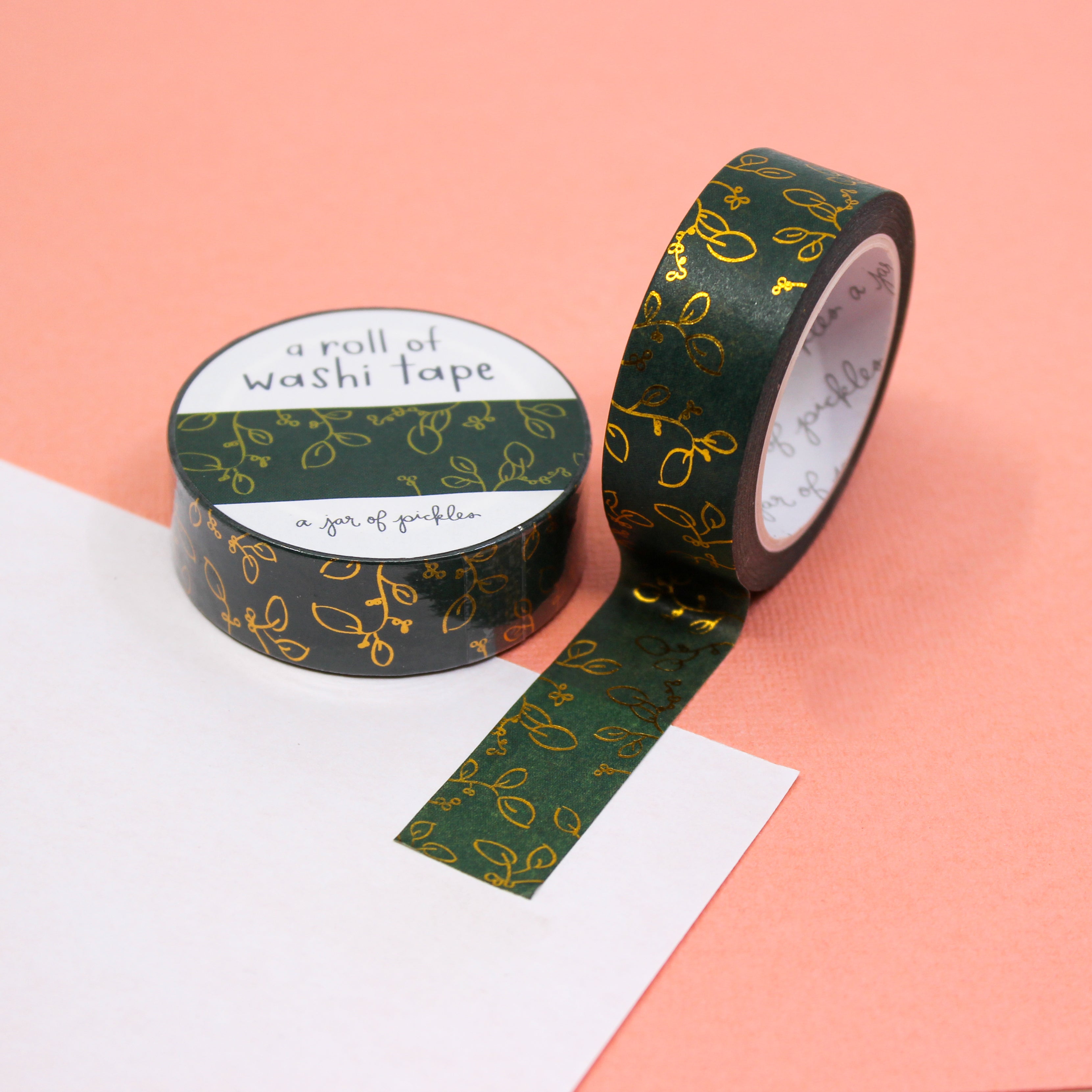 Gold Foil Vine Washi Tape adds a touch of elegance and nature-inspired beauty to your projects. The gold foil accents shimmer in the light, enhancing the intricate vine pattern. Perfect for adding a luxurious and organic feel to your crafts, scrapbooking, or journaling. This tape is from A Jar of Pickles and sold at BBB Supplies Craft Shop.