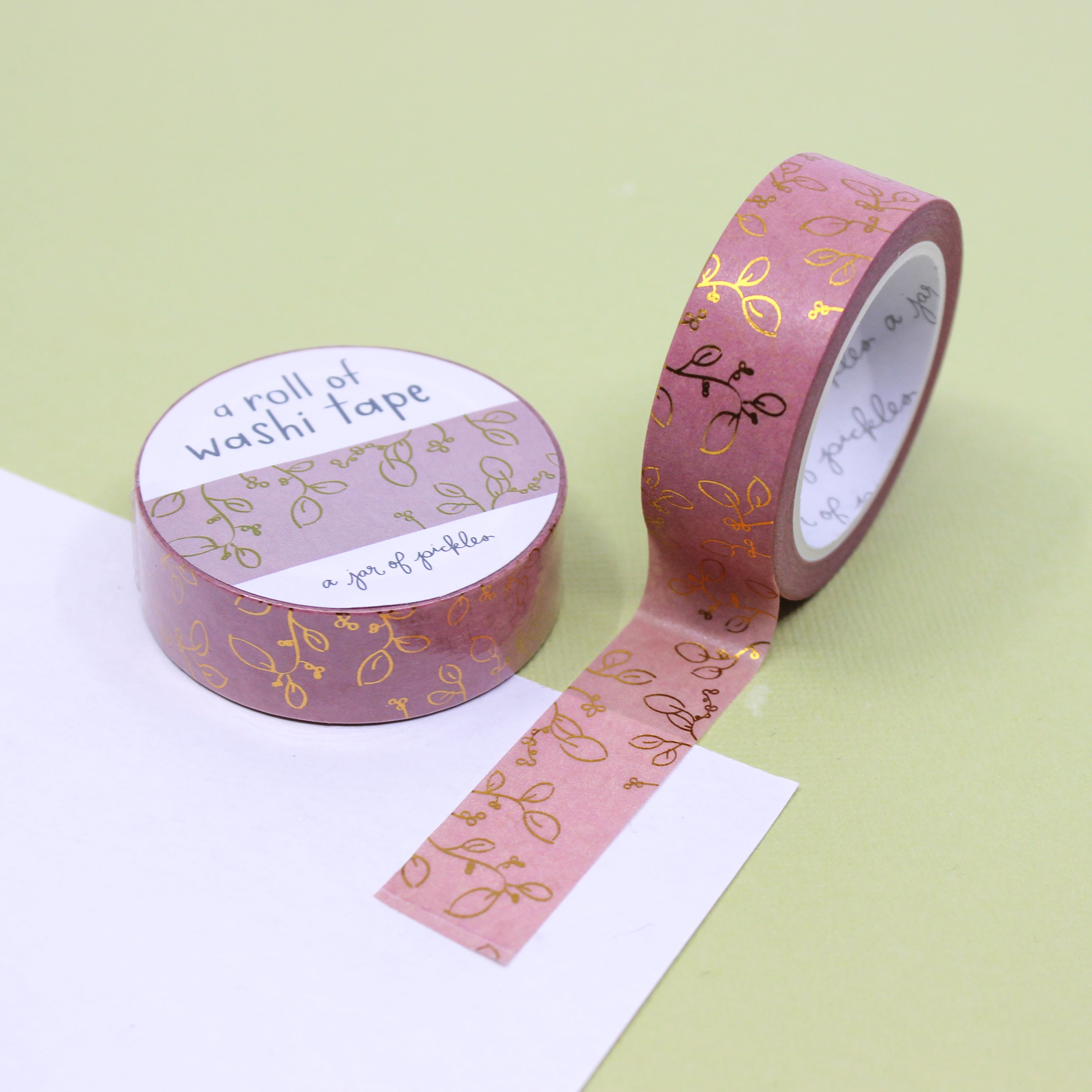 Gold Foil Vine Washi Tape adds a touch of elegance and nature-inspired beauty to your projects. The gold foil accents shimmer in the light, enhancing the intricate vine pattern. Perfect for adding a luxurious and organic feel to your crafts, scrapbooking, or journaling. This tape is from A Jar of Pickles and sold at BBB Supplies Craft Shop.