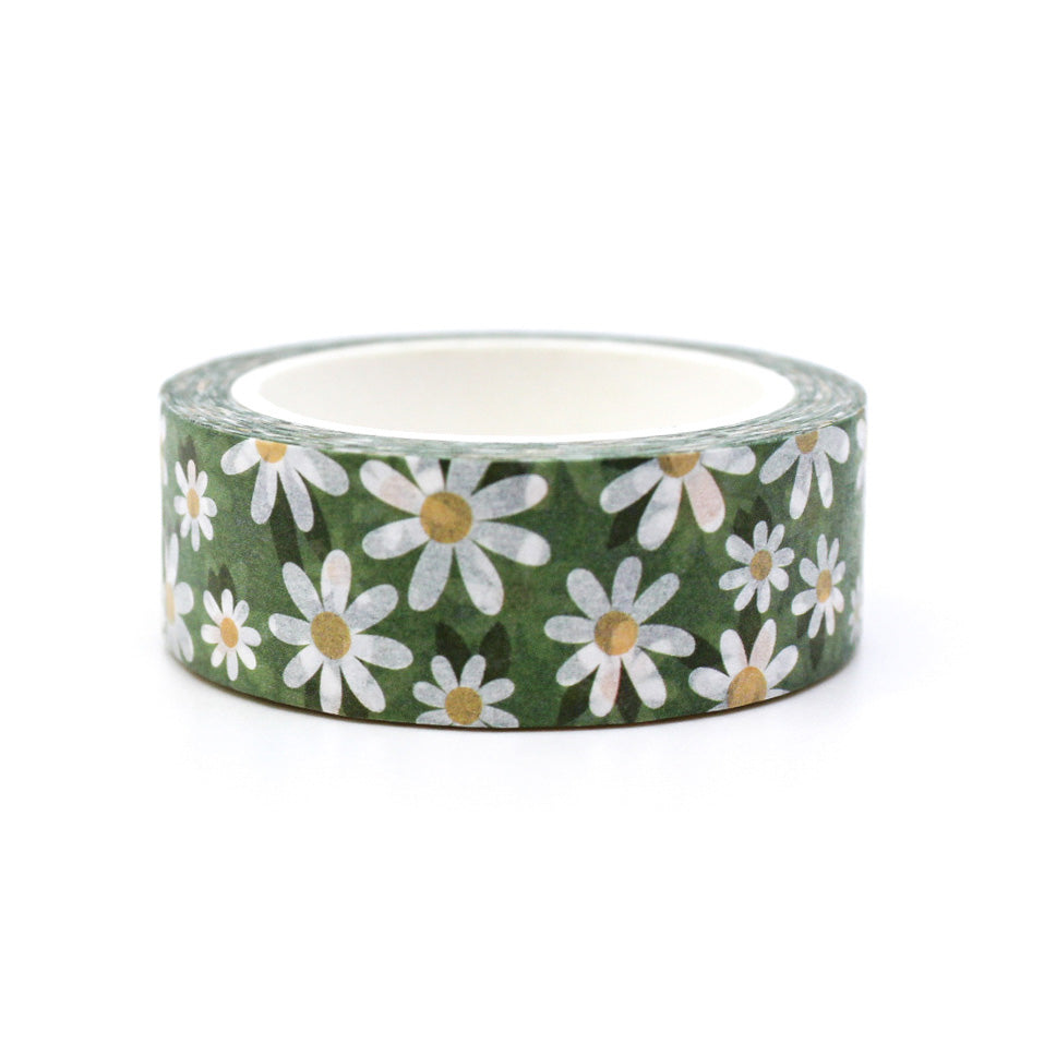 Green Daisy Flower Washi Tape: This washi tape features a beautiful green daisy flower pattern, adding a touch of nature's beauty to your crafts and projects. This tape is sold at BBB Supplies Craft Shop.