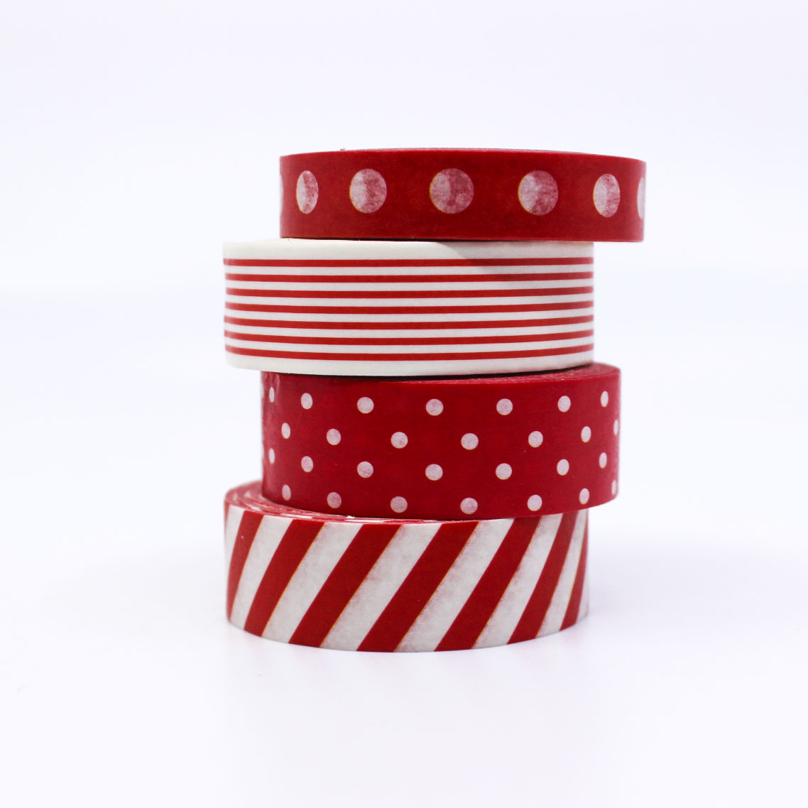 Red Diagonal Stripes Washi Tape with a bold and festive pattern, perfect for holiday crafts, gift wrapping, and planner decoration.