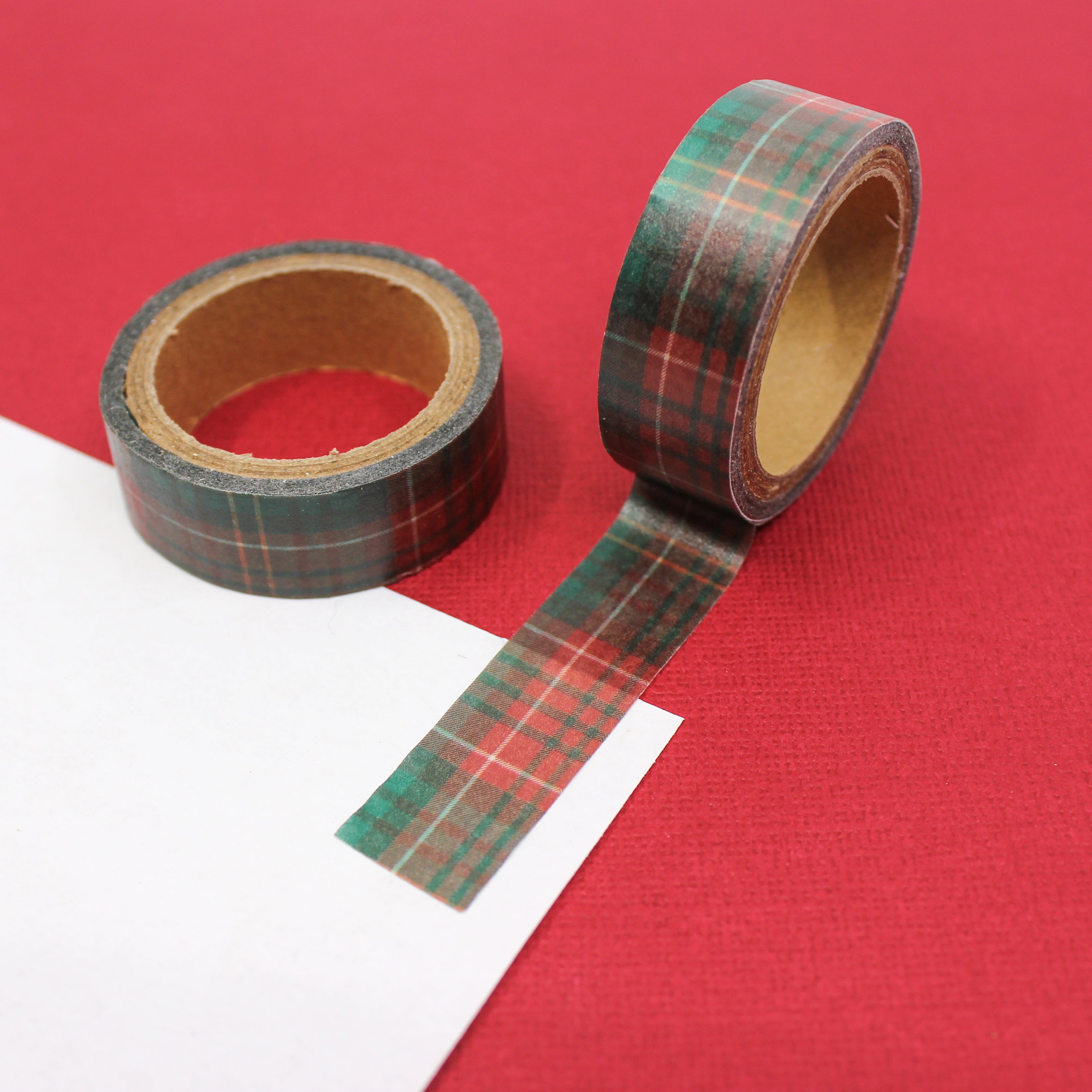 Red Scotch Plaid Pattern Washi, Journaling Tapes