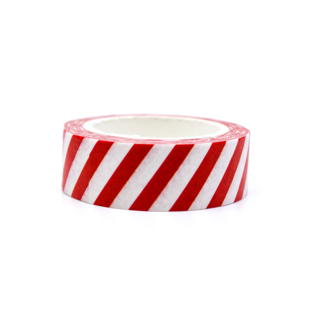 Red Diagonal Stripes Washi Tape with a bold and festive pattern, perfect for holiday crafts, gift wrapping, and planner decoration.