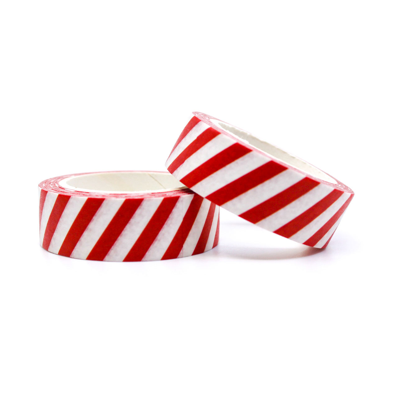 Red Diagonal Stripes Washi Tape with a bold and festive pattern, perfect for holiday crafts, gift wrapping, and planner decoration.