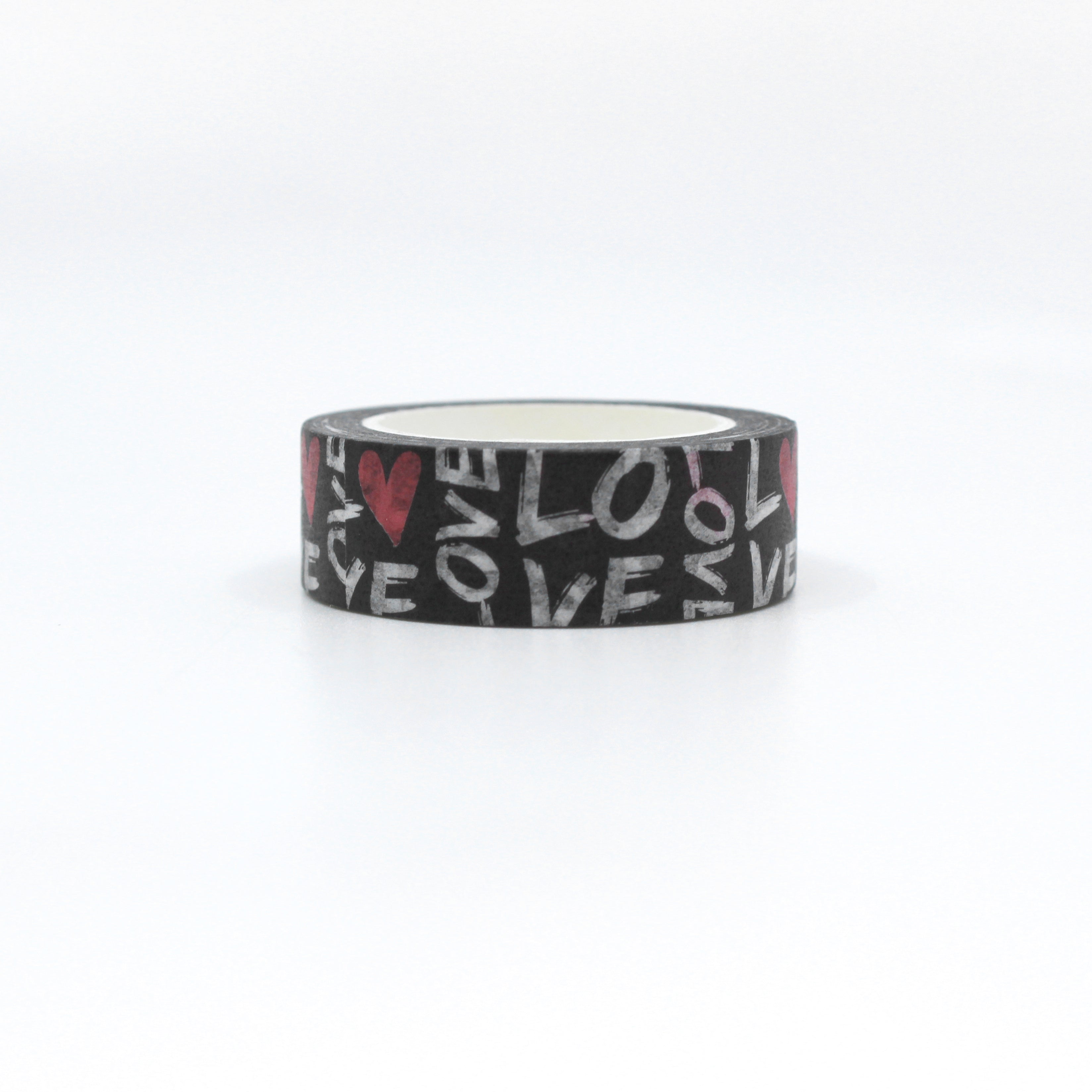 Elevate your crafts with this fun and graphic Love Typography Washi Tape. This tape uses a modern graffiti-style font to spell out expressions of love with heart motifs and is sold at BBB Supplies Craft Shop.