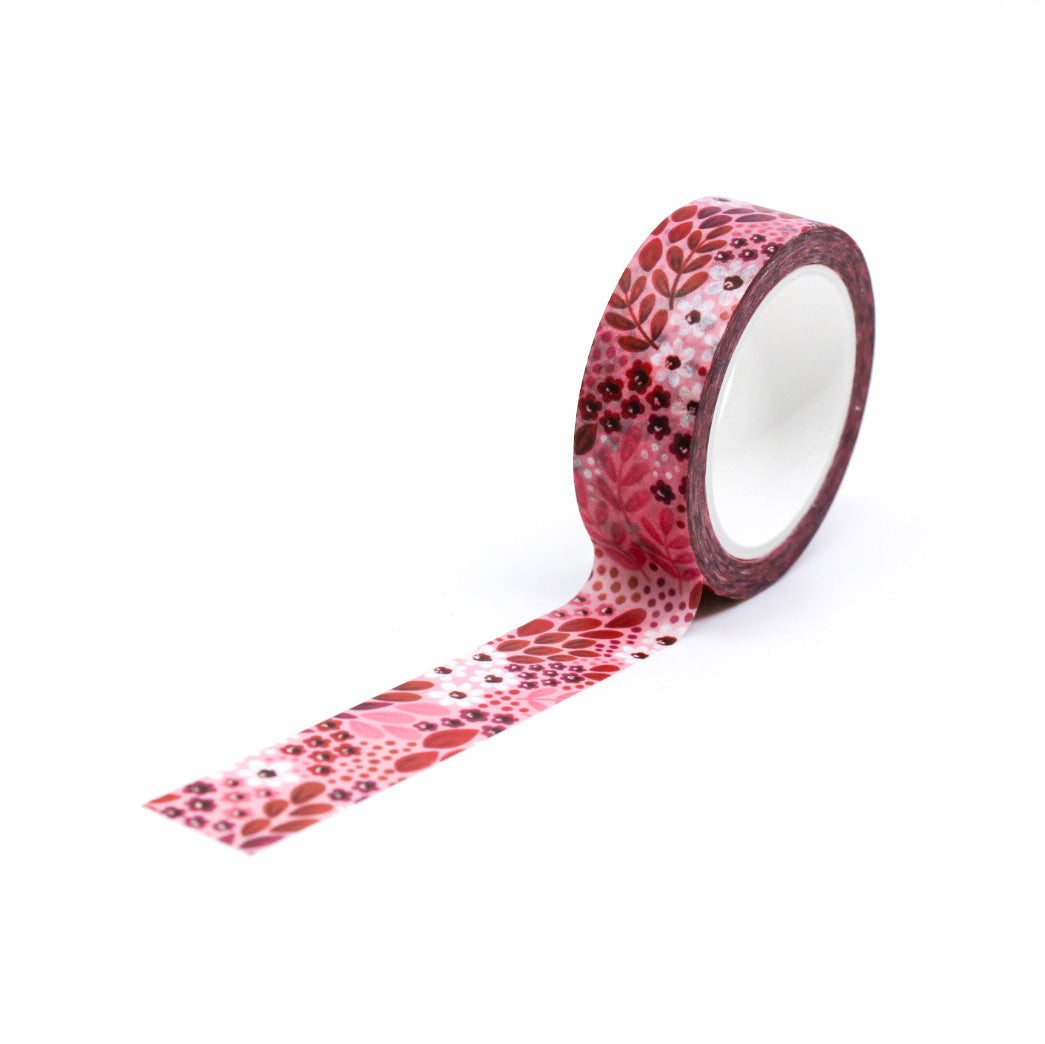 Modern Sangria Red Floral Washi Tape: Vibrant red tape featuring stylish floral patterns, perfect for enhancing your planners, scrapbooks, and crafts with a bold, elegant touch. This tape is from Elyse Breanne Designs and sold at BBB Supplies Craft Shop.