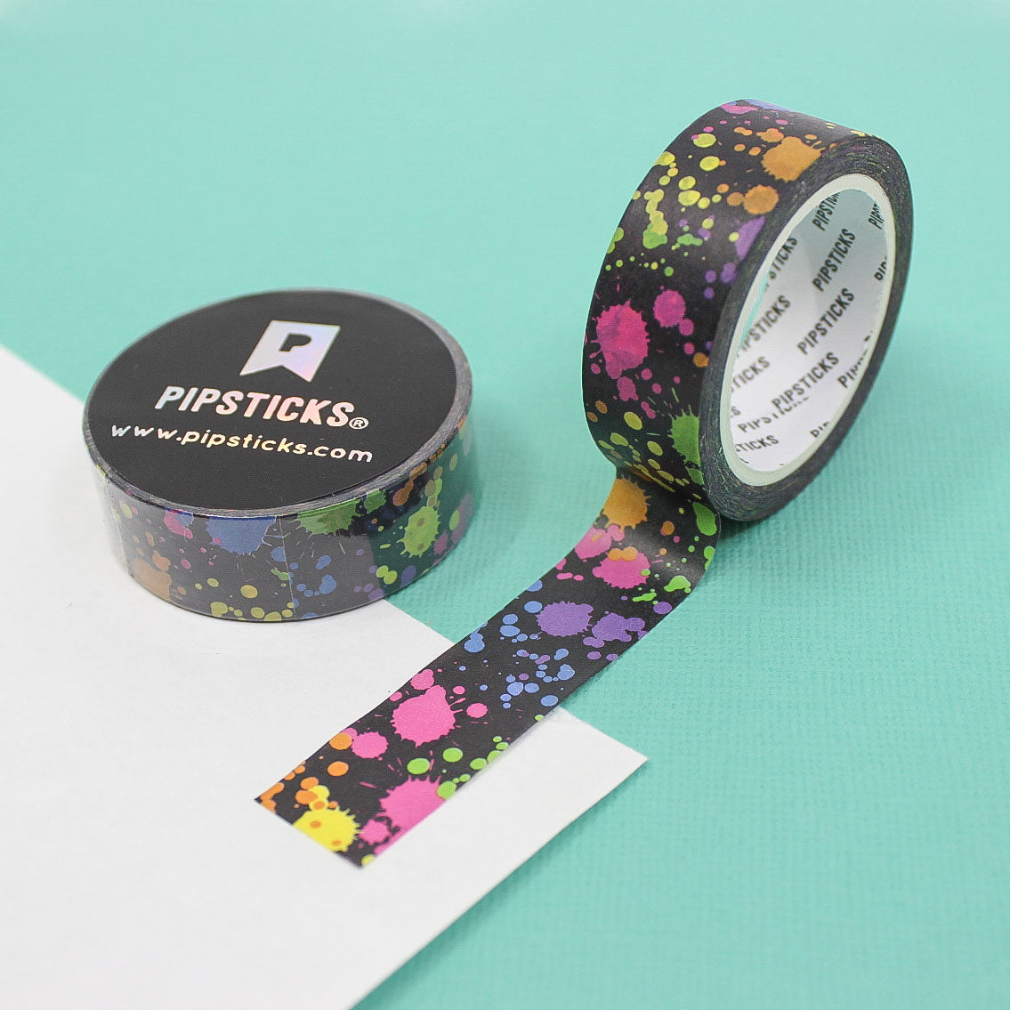 This Neon Paint Splatter Pattern Washi Tape is a bold and energetic addition to your craft and stationery collection. With vivid neon colors spraypaint splattered across the black background, it brings a lively, artistic flair to your planners, journals, and scrapbooking projects