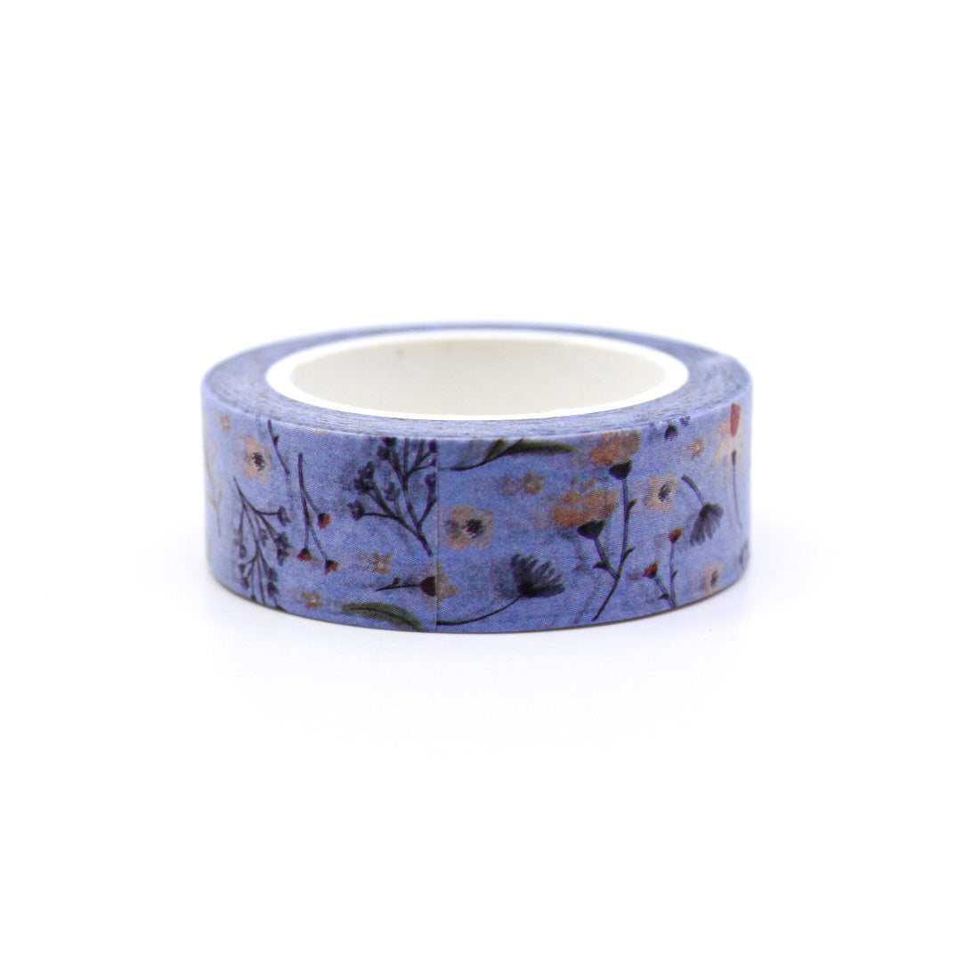 Add a touch of delicate charm to your crafts with this periwinkle blue wild flowers washi tape. Perfect for bringing a floral flourish to your journals, scrapbooks, and more. This tape is sold at BBB Supplies Craft Shop.