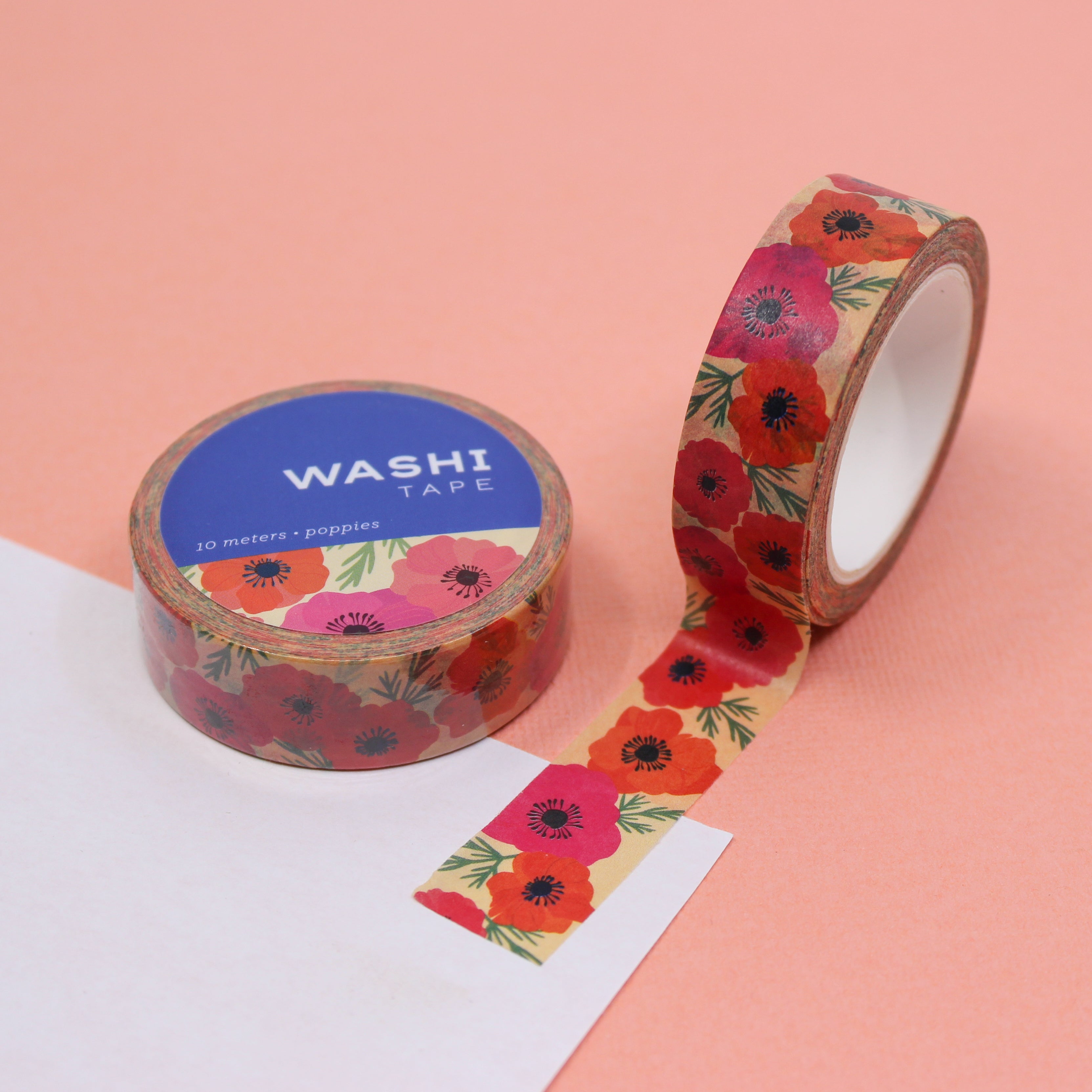 Poppy Floral Washi Tape - Pink