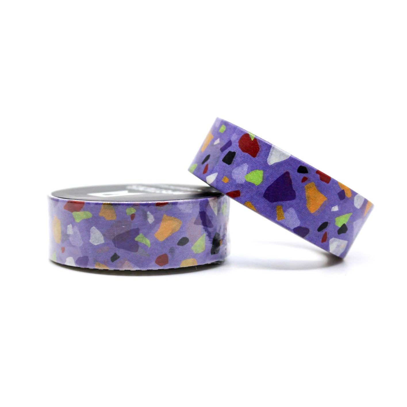 Purple Petrified Pathway Washi Tape featuring a colorful terrazzo pattern with purple, pink, and multicolored specks. Perfect for planners, journaling, and crafting.