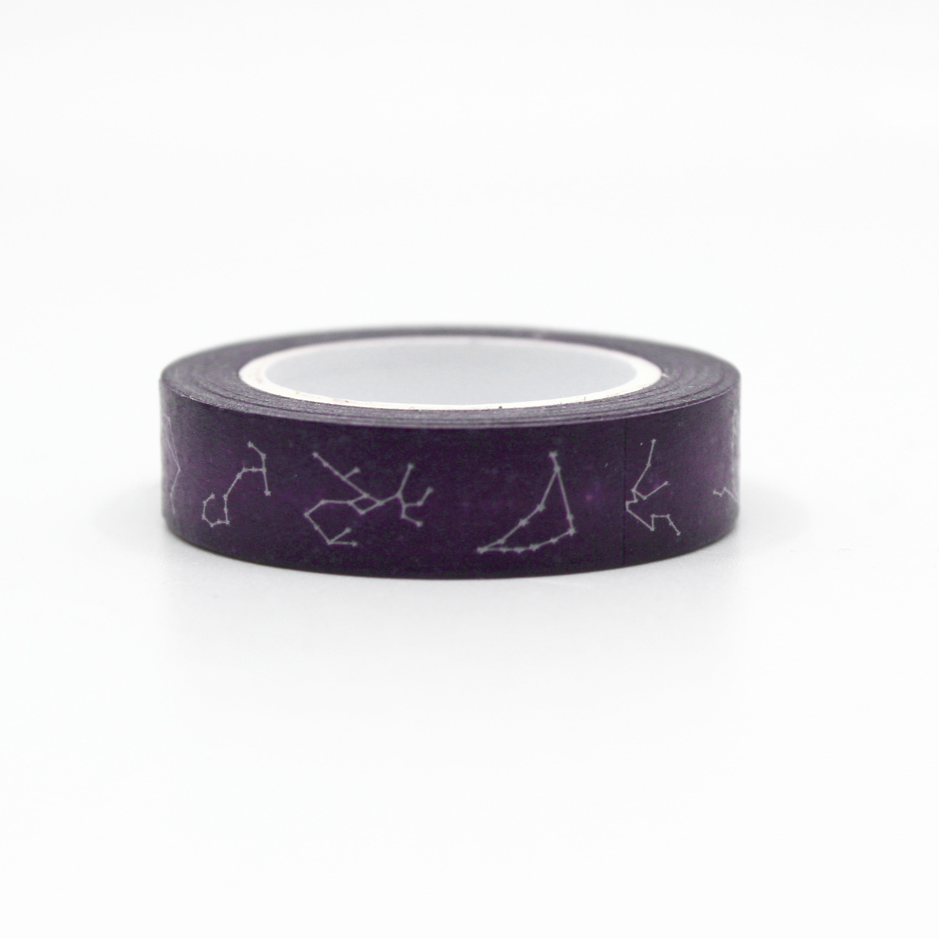 Decorate your crafts with this mystical washi tape featuring the twelve zodiac constellation symbols in a beautiful purple hue. Perfect for adding a celestial touch to your journals, scrapbooks, or planners. This tape is sold at BBB Supplies Craft Shop.