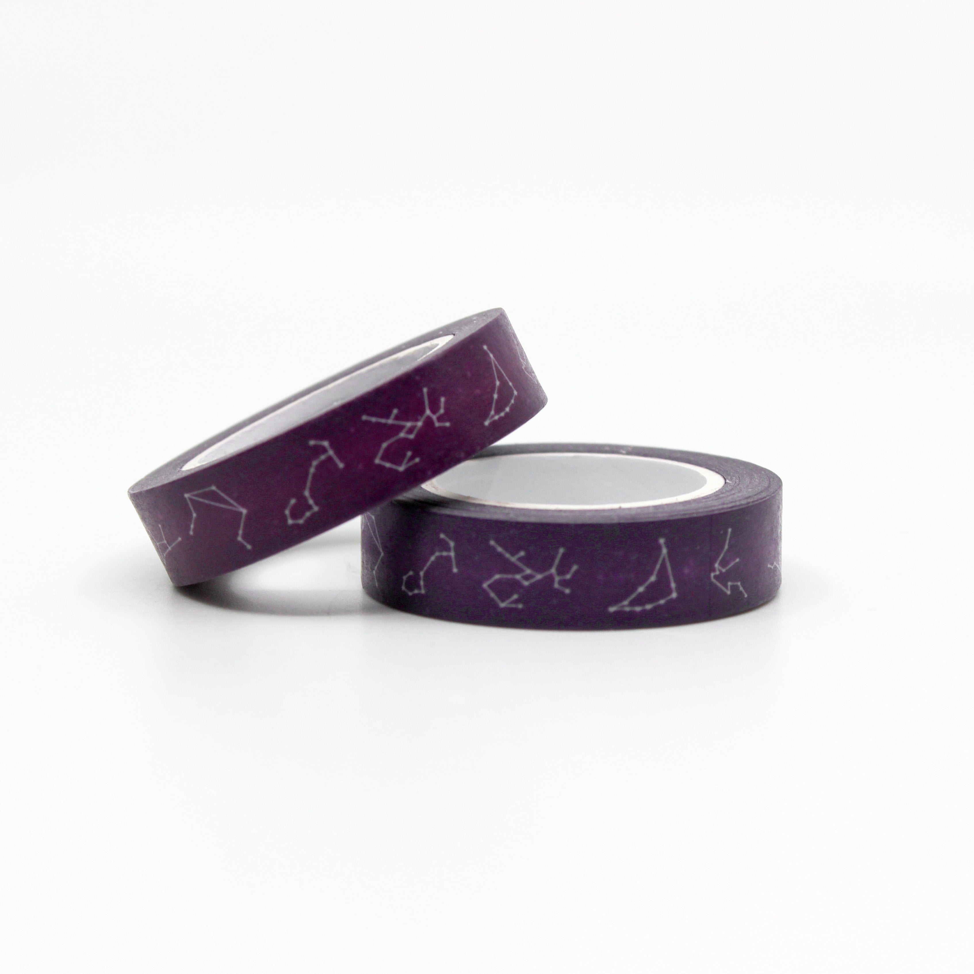 Decorate your crafts with this mystical washi tape featuring the twelve zodiac constellation symbols in a beautiful purple hue. Perfect for adding a celestial touch to your journals, scrapbooks, or planners. This tape is sold at BBB Supplies Craft Shop.