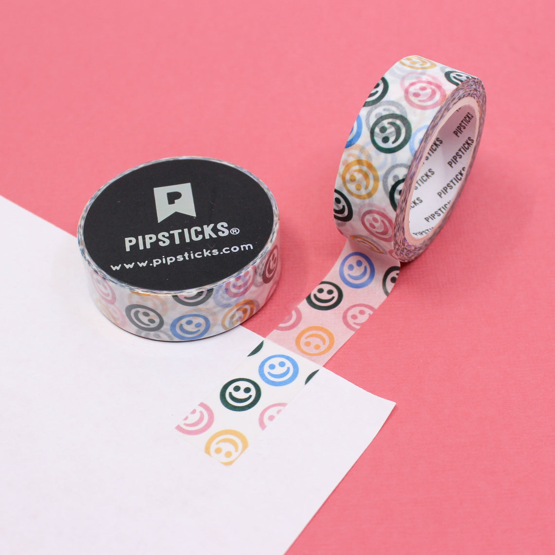 Bring positivity to your crafts with this cheerful washi tape featuring bright yellow smiley faces, ideal for adding a fun and uplifting touch to planners, journals, and scrapbooks. This tape is from pipsticks and sold at BBB Supplies Craft Shop.