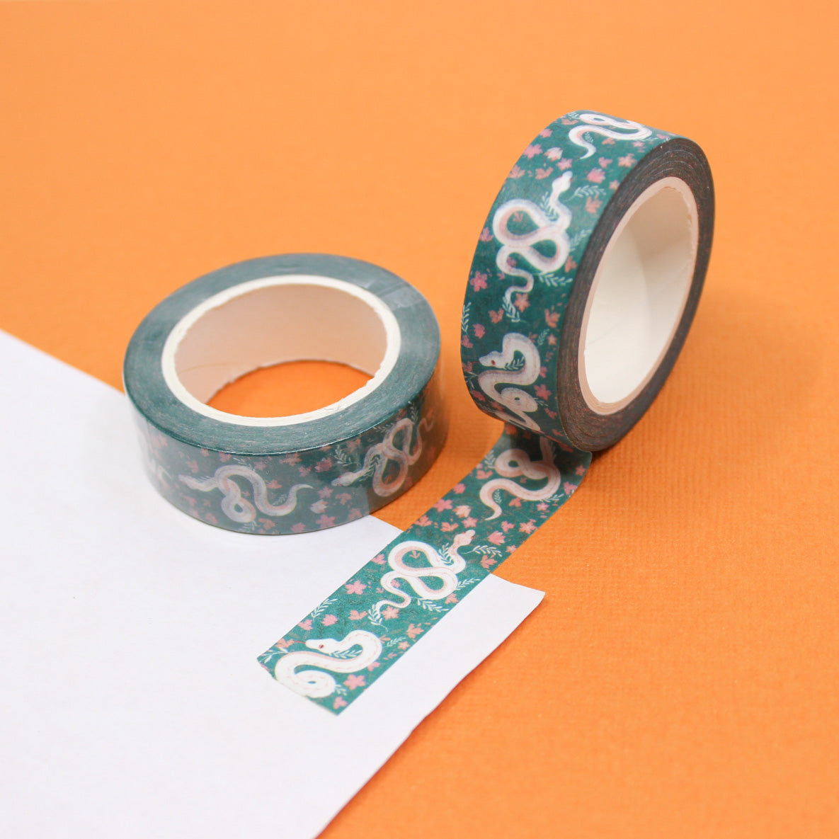 Unleash a touch of mystique with our floral snake pattern washi tape, featuring a unique fusion of floral motifs and sinuous snake designs, perfect for adding an intriguing and artistic element to your crafts. This tape is sold at BBB Supplies Craft Shop.