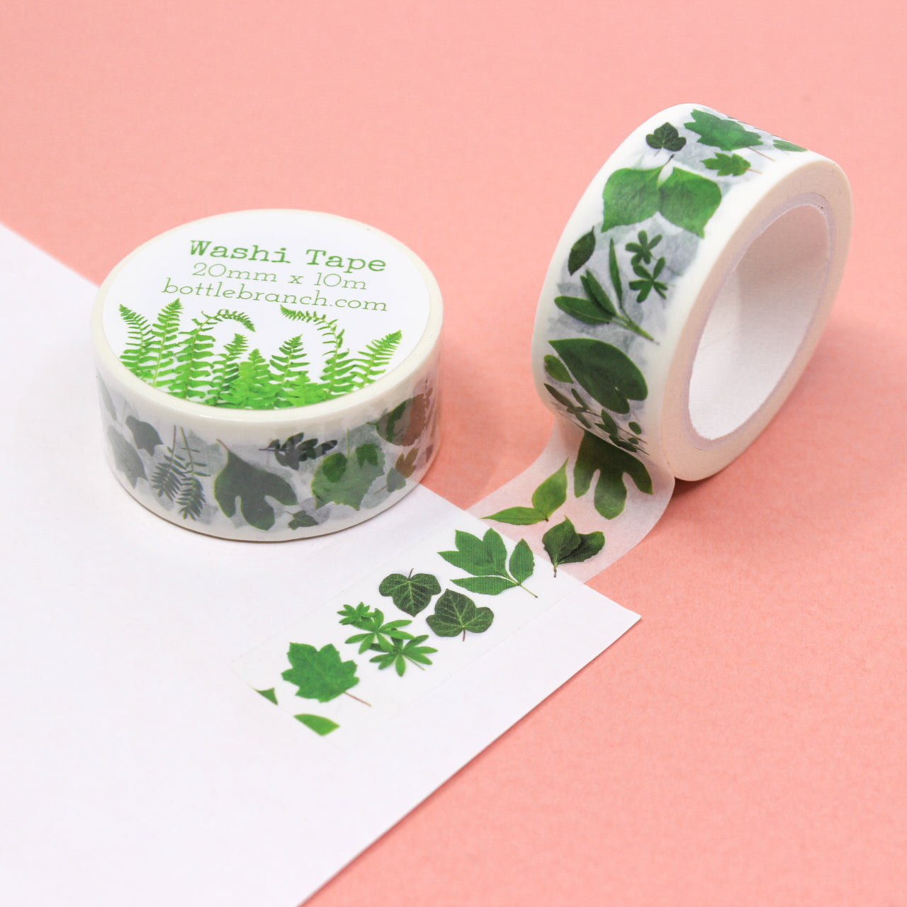 Bring the beauty of nature to your projects with our diverse green leaves and foliage washi tape, showcasing an assortment of lush and vibrant botanical designs. Infuse your projects with the refreshing essence of greenery using our versatile green leaves and foliage washi tape, adorned with an assortment of leaf motifs for a touch of natural beauty. This tape is designed by Bottle Branch and sold at BBB Supplies Craft Shop