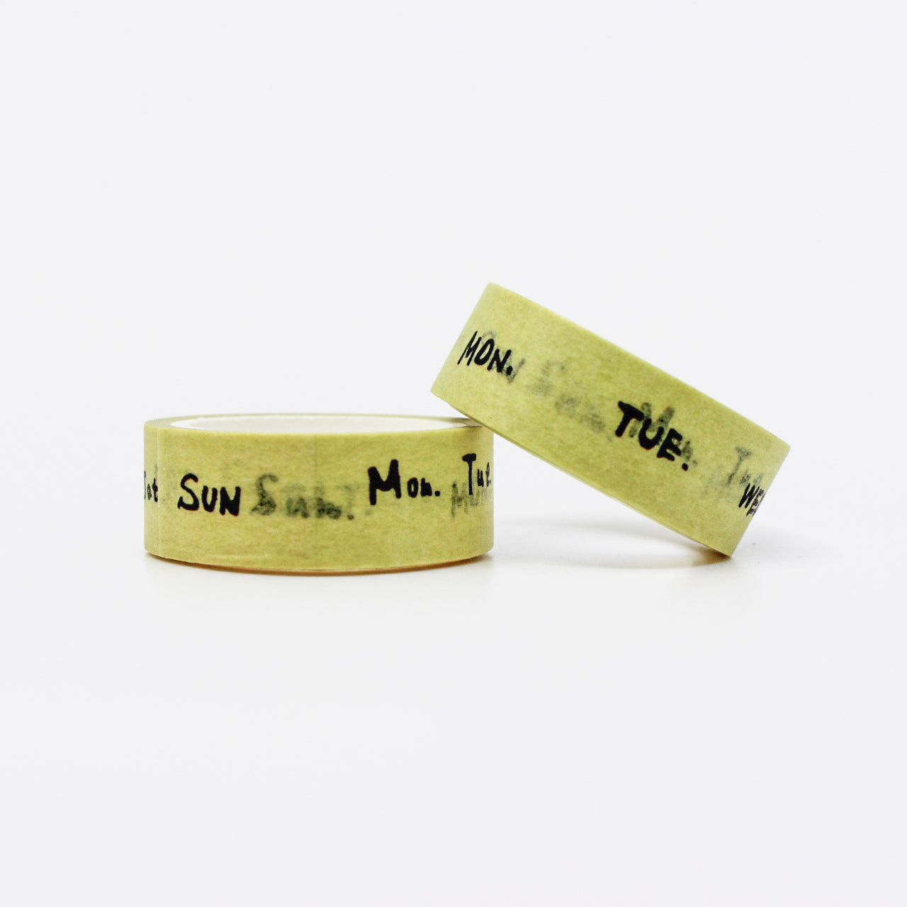 A vibrant Yellow Days of the Week Washi Tape featuring abbreviations for each day of the week. The tape adds a playful and organized touch to scheduling and planning, providing a pop of cheerful color to your planner or calendar. This tape is sold exclusively at BBB Supplies Craft Shop.