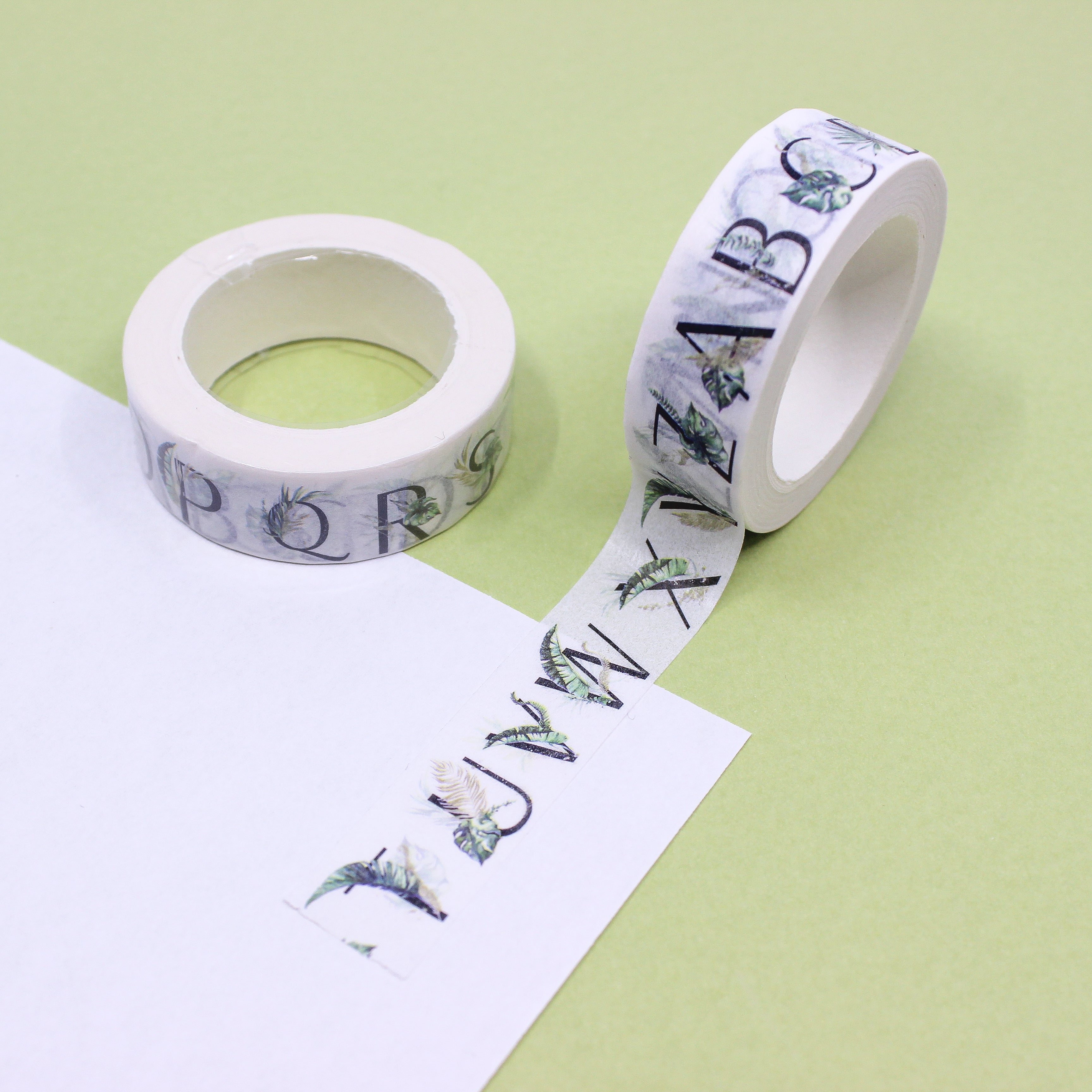 This is a botanical letters themed washi tape from BBB Supplies Craft Shop