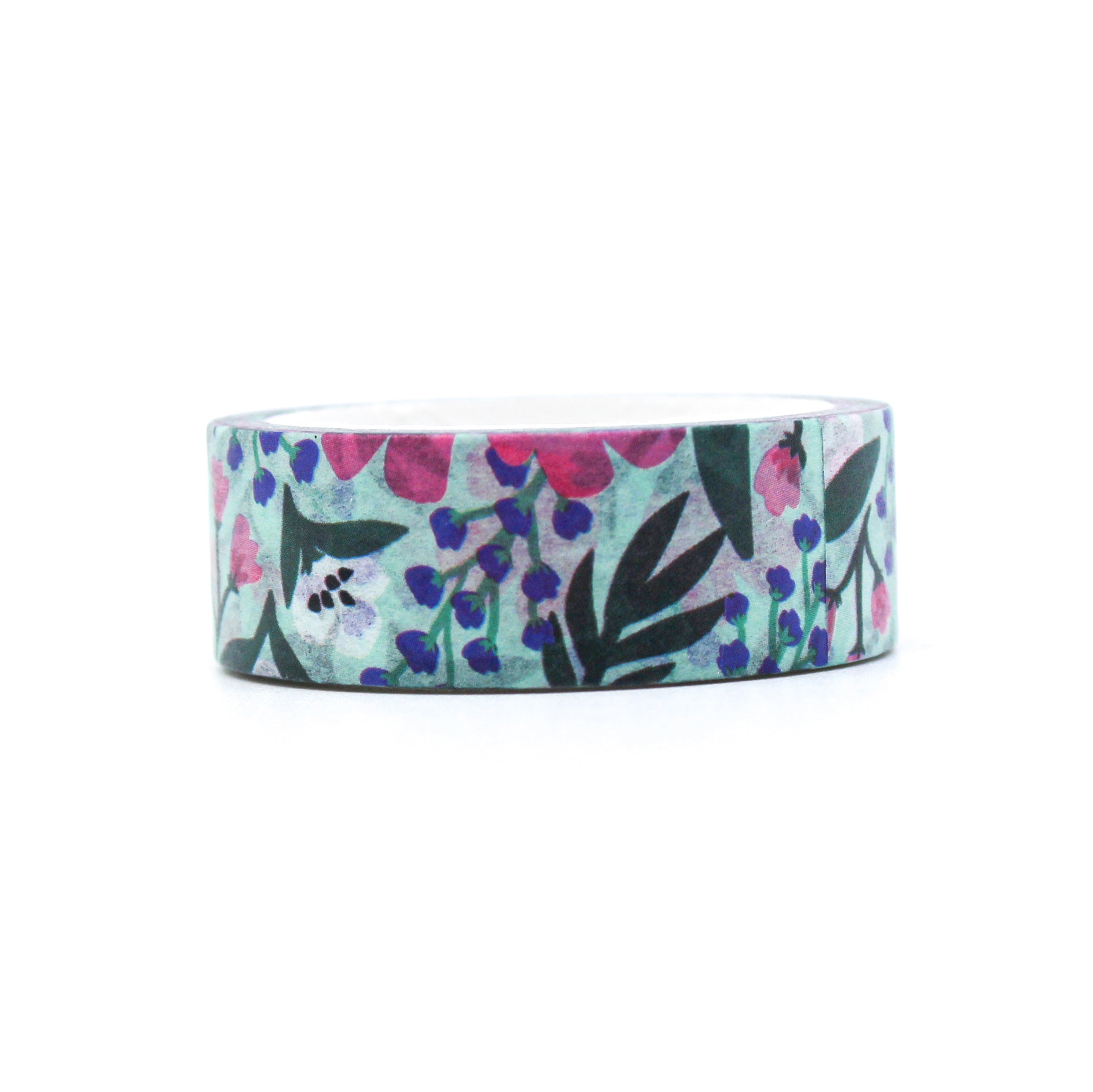 Elegant Blue and Pink Floral tape from Zynshe that is perfect for gift wrap, craft projects or journaling sold at BBB Supplies Craft Shop.