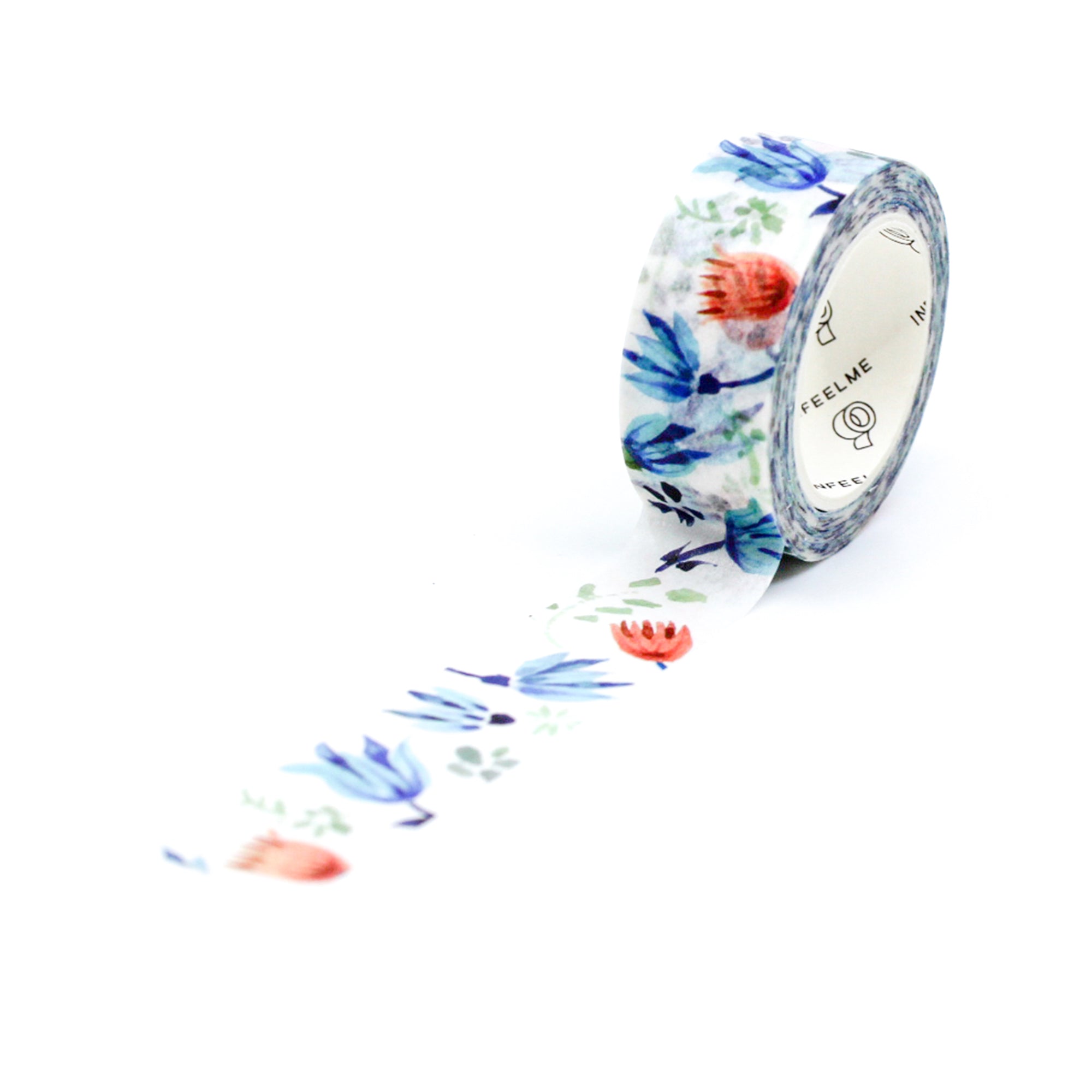 This blue and orange spring floral washi tape is a refreshing color choice of flowers for your bujo or craft project from BBB Supplies Craft Shop