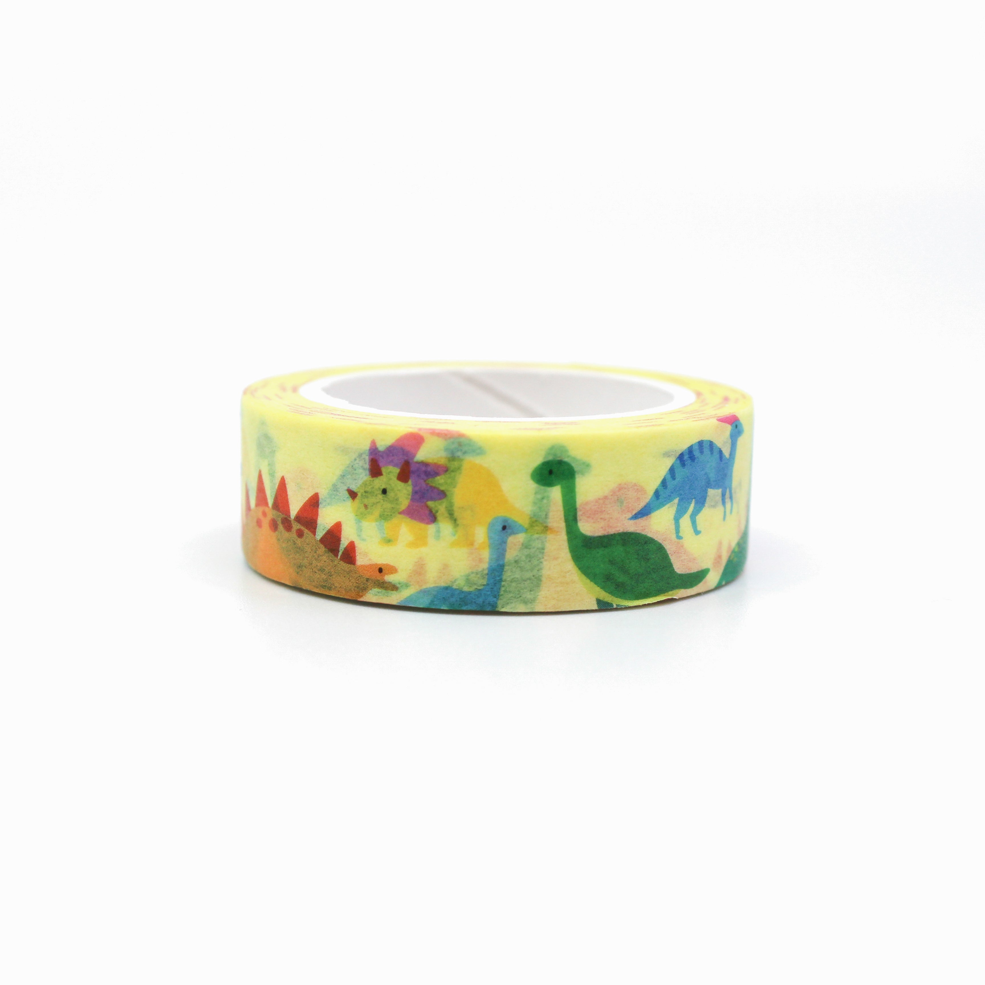 This is a vibrant color view of dinosaurs washi tape is perfect for dinosaur themed birthday party from BBB Supplies Craft Shop