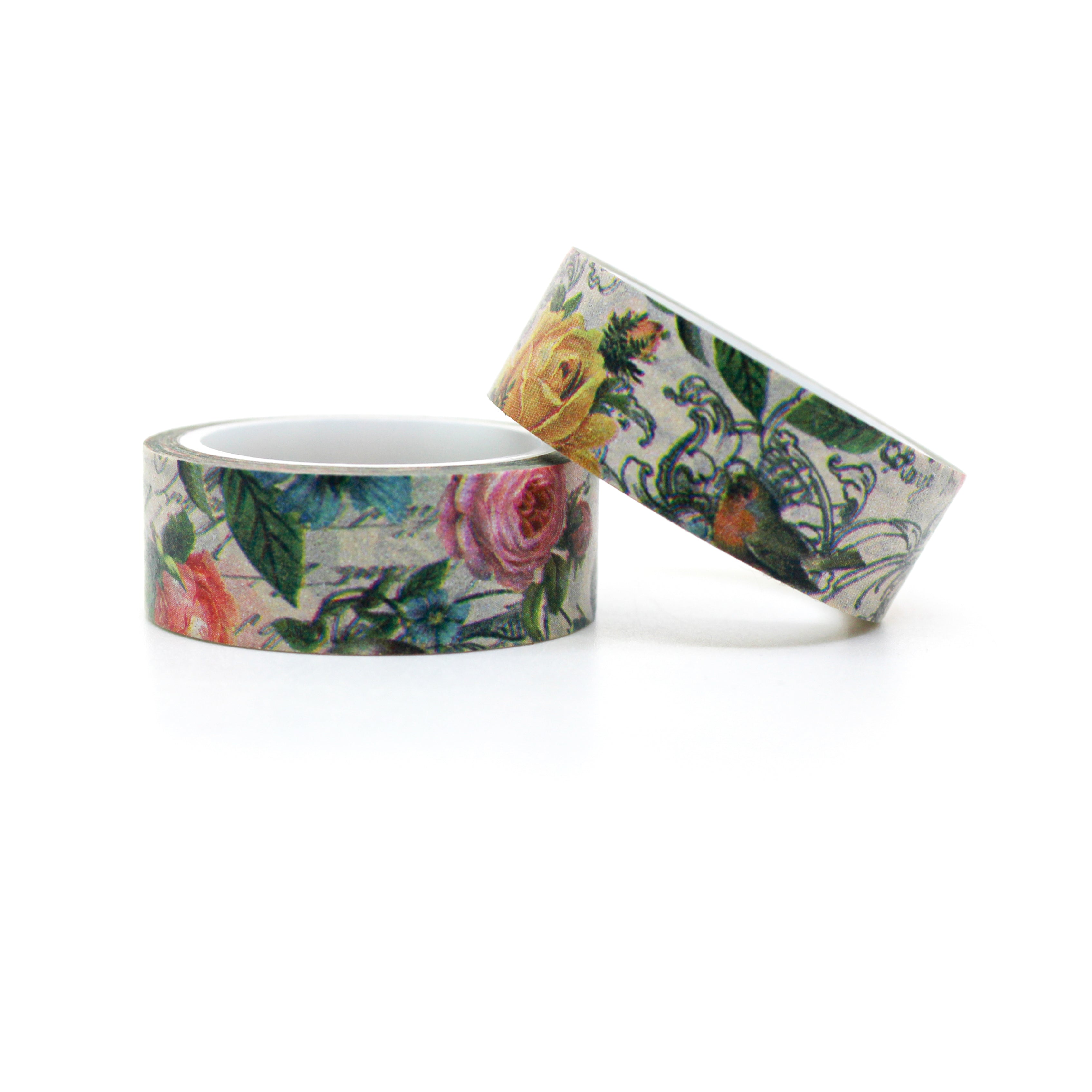 This is a roll of yellow and pink style of rose flowers washi tape from BBB Supplies Craft Shop