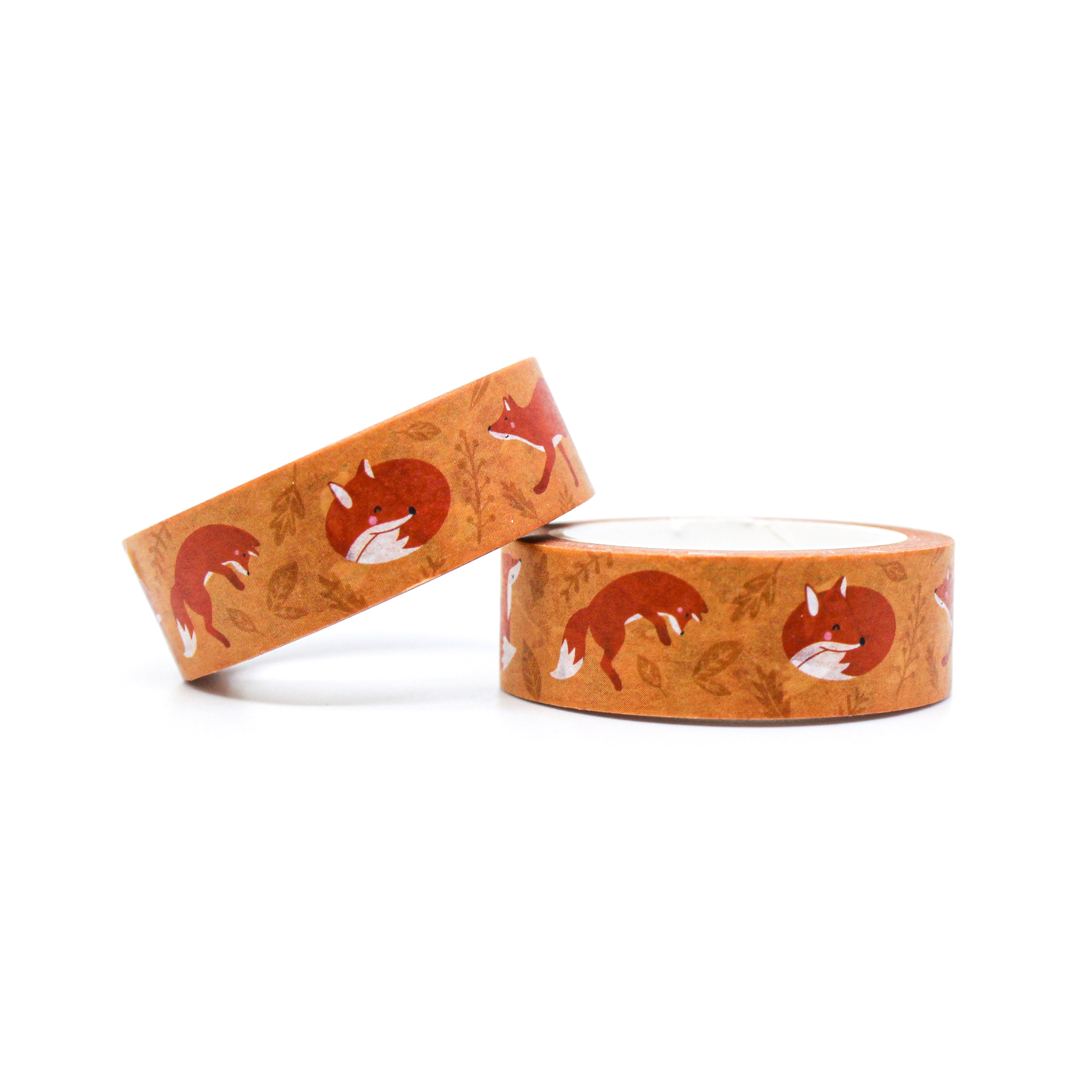 This is a roll of orange autumn woodland creatures fox washi tapes from BBB Supplies Craft Shop
