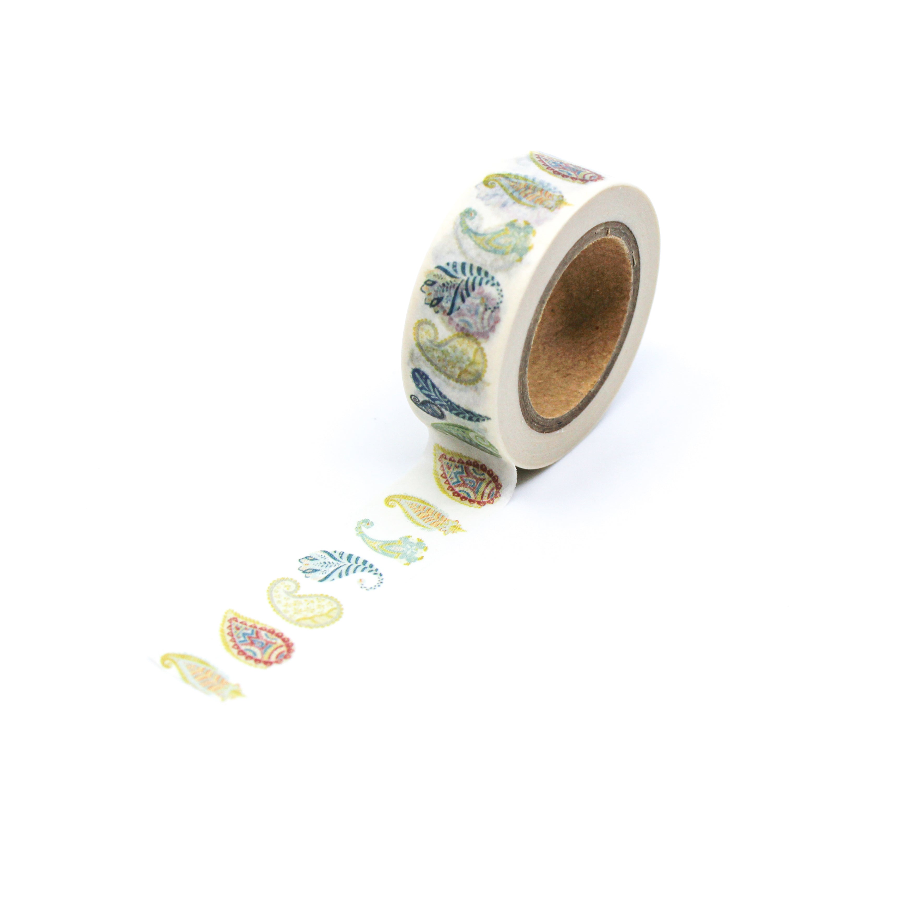 This washi tape is a colorful and cheerful classic paisley pattern. Use this vibrant washi tape for your BUJO spreads and craft projects. This paisley tape is sold at BBB Supplies craft shop.