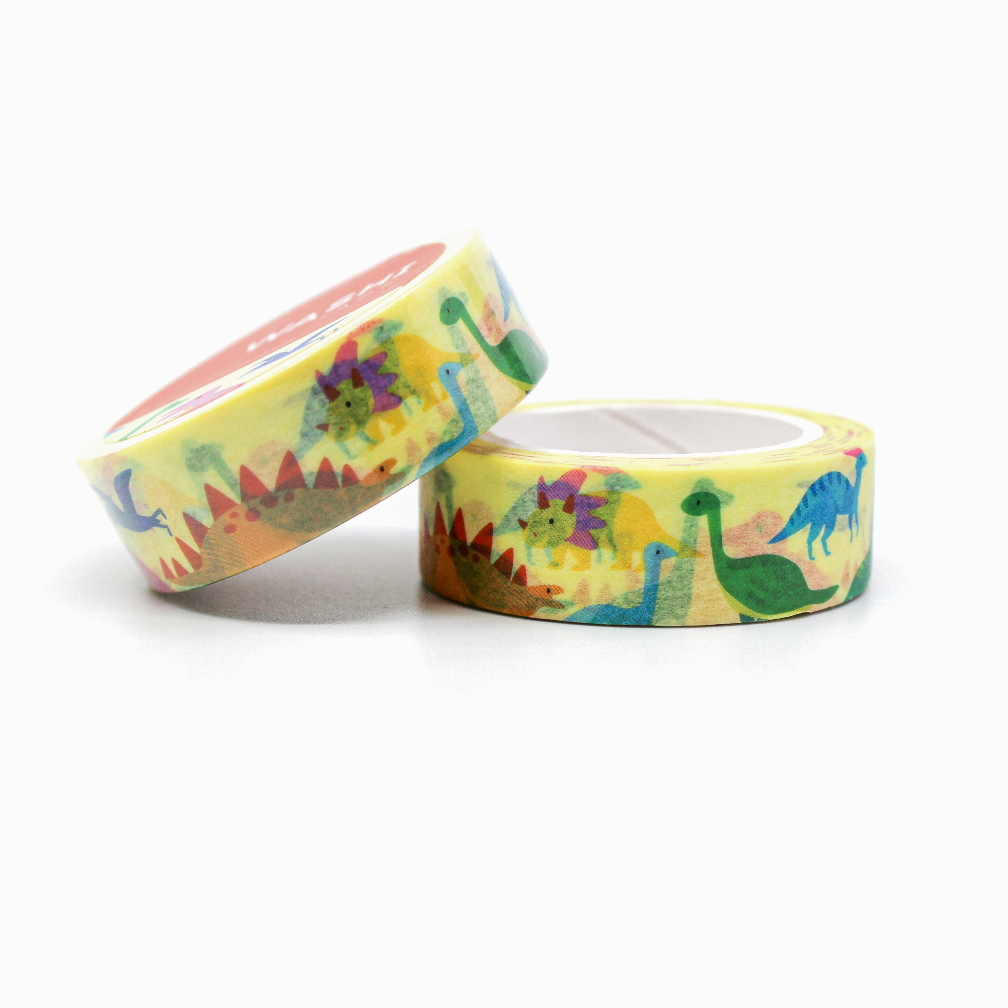 This is a roll of different kind of cute dinosaurs washi tapes is perfect for a dinosaur themed science project from BBB Supplies Craft Shop