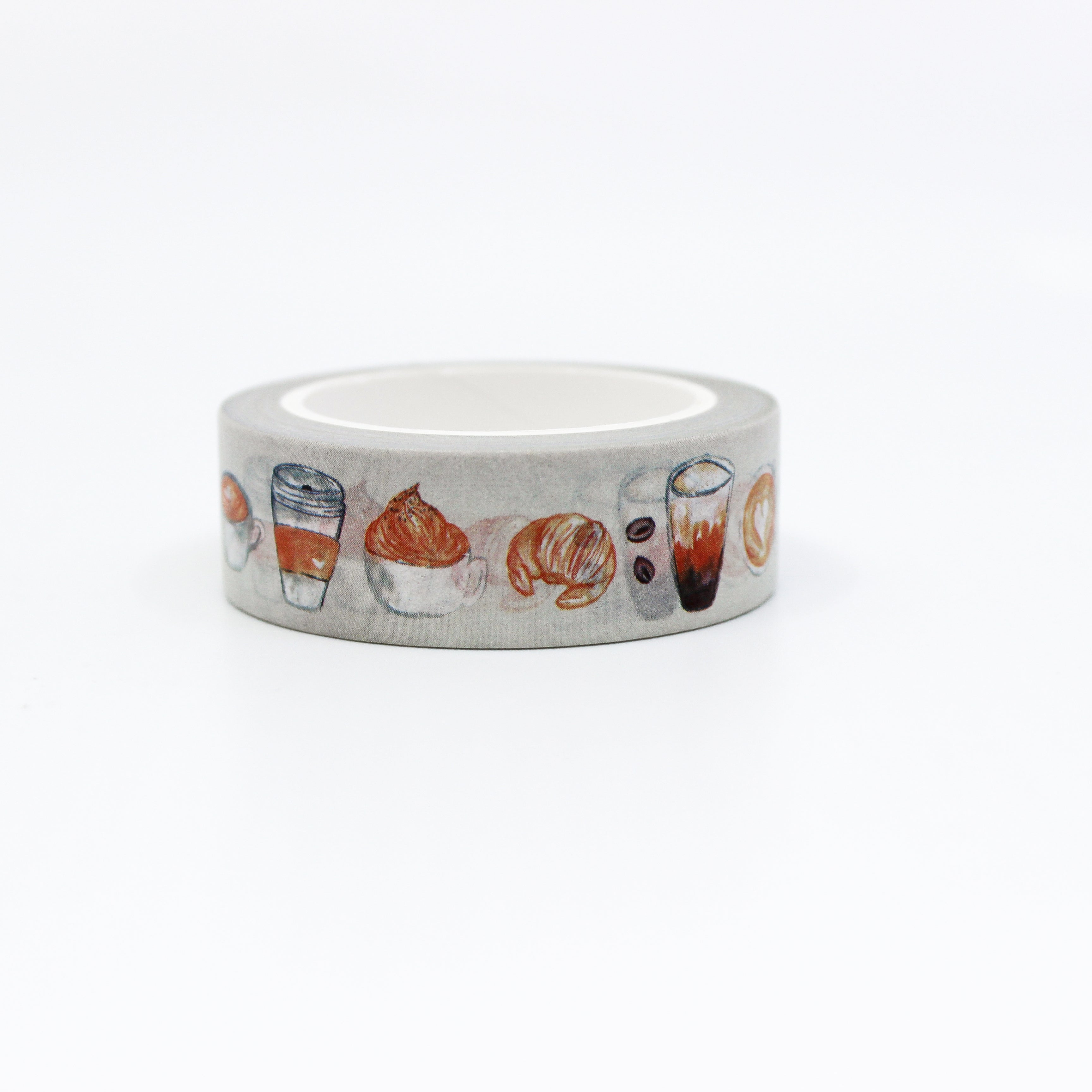 This shows a set of picture of coffee art themed view of washi tape from BBB Supplies Craft Shop