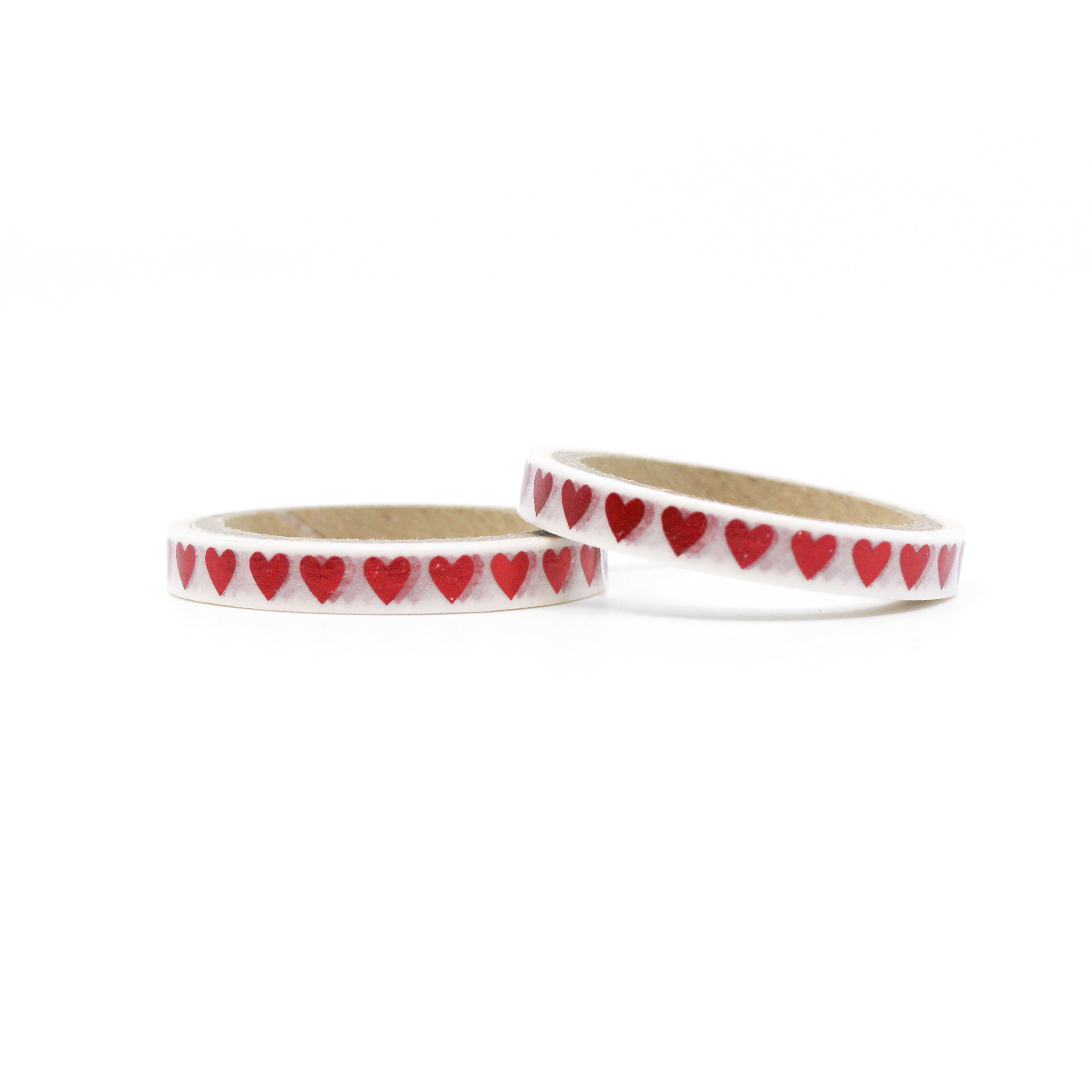 This is a roll of red hearts foil red stripe washi tapes from BBB Supplies Craft Shop